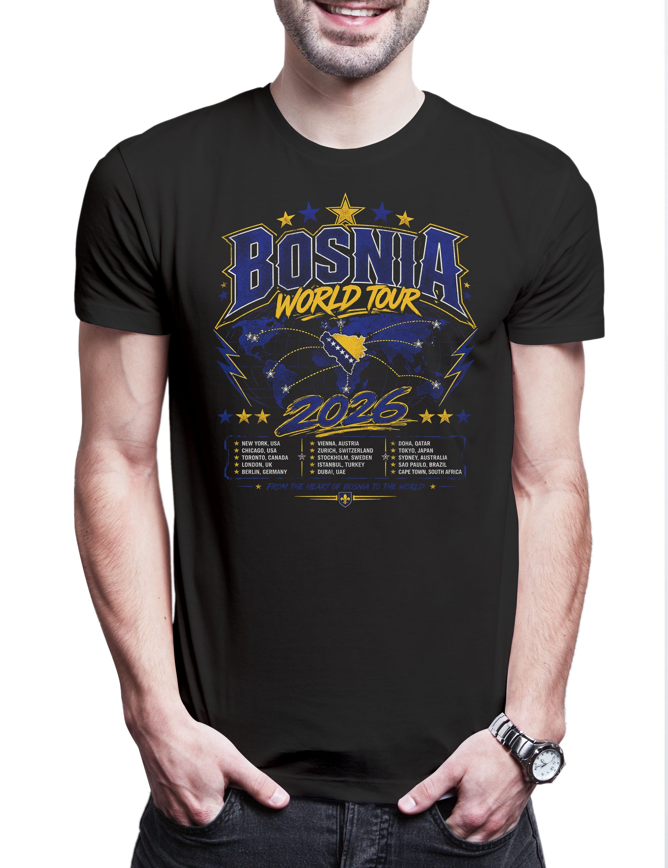 Urban Backwoods Print-Shirt Team Bosnia 1 Herren T-Shirt Bosnien Fußball WM Soccer Football (1-tlg) Turnier 2026 Weltmeisterschaft Fan