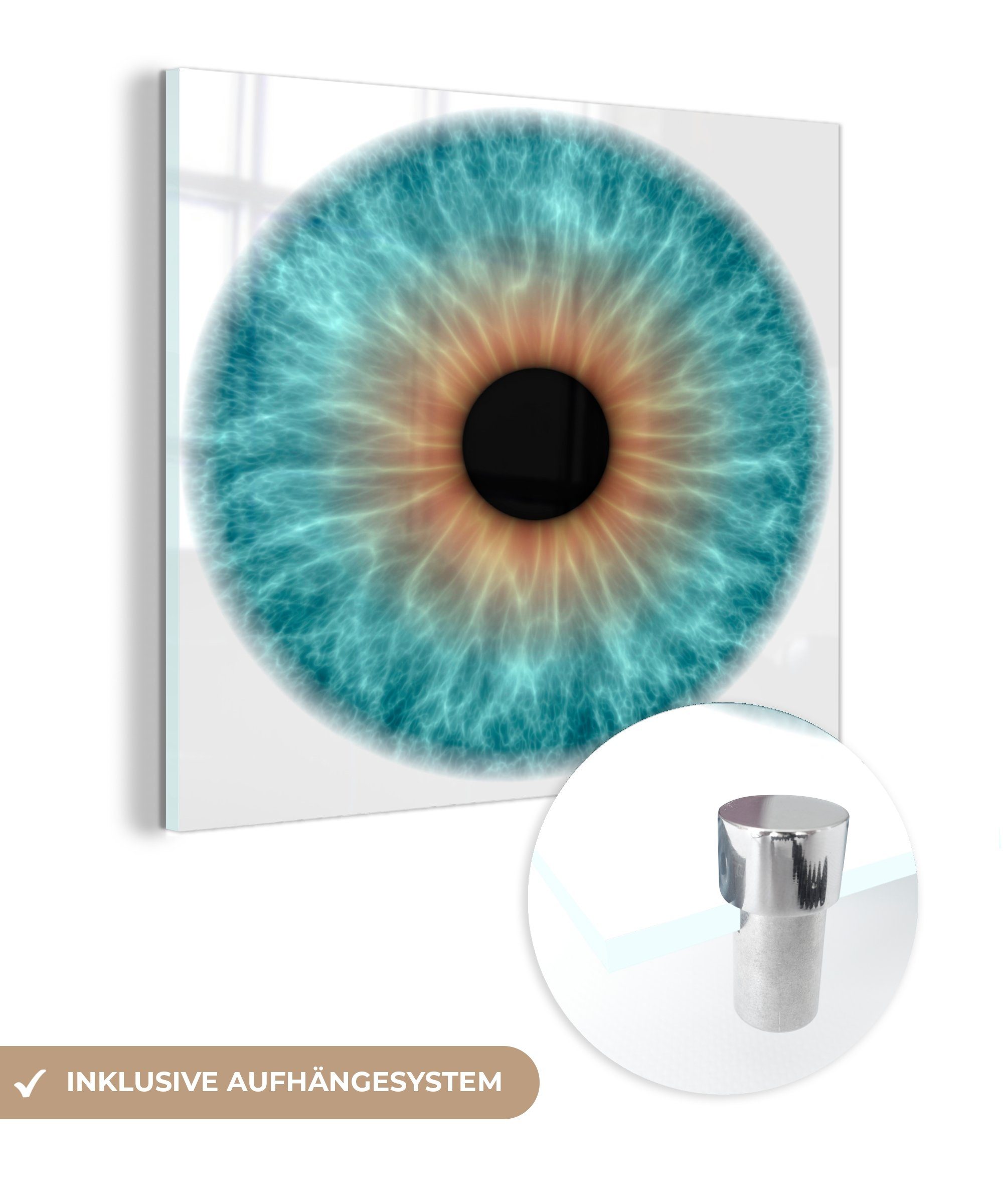 MuchoWow Acrylglasbild Meeresblaue Iris des Auges, (1 St), Glasbilder - Bilder auf Glas Wandbild - Foto auf Glas - Wanddekoration