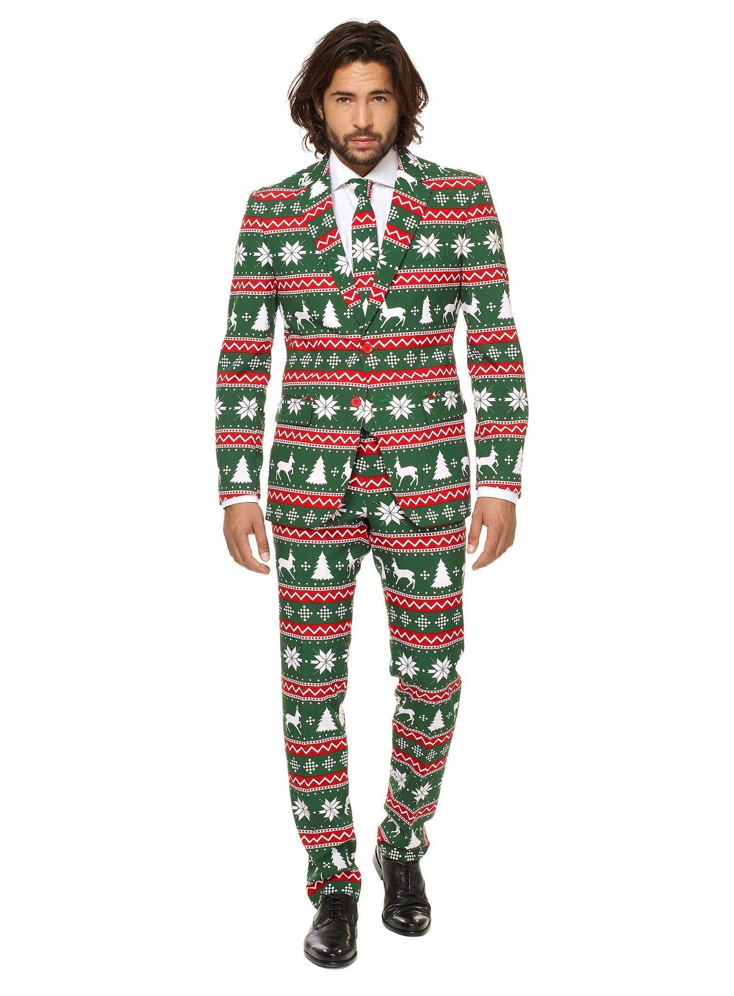 Opposuits Partyanzug Festive Green, Auch im Winter, wenn es schneit: Herrenanzug mit Stil