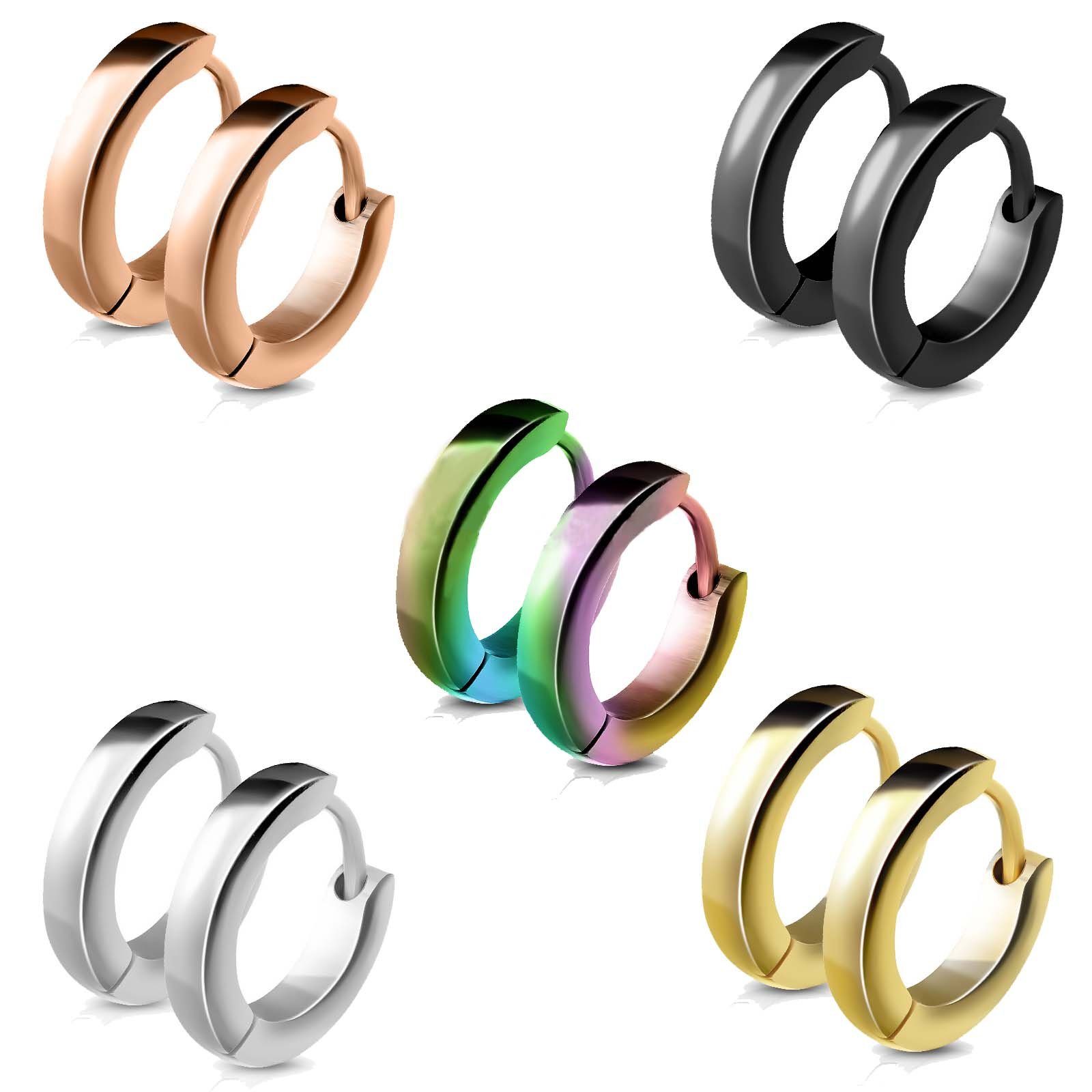 viva-adorno Paar Creolen 1 Paar Klappcreolen Edelstahl Hoop Ohrringe glänze günstig online kaufen