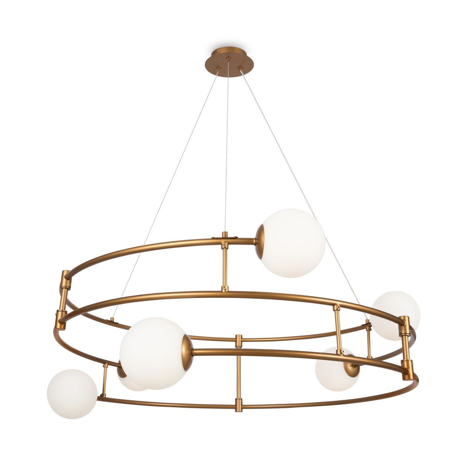Licht-Erlebnisse Pendelleuchte ROVA, ohne Leuchtmittel, Glas Metall G9 H: max. 152 cm in Gold Weiß Kugel Schirm Modern