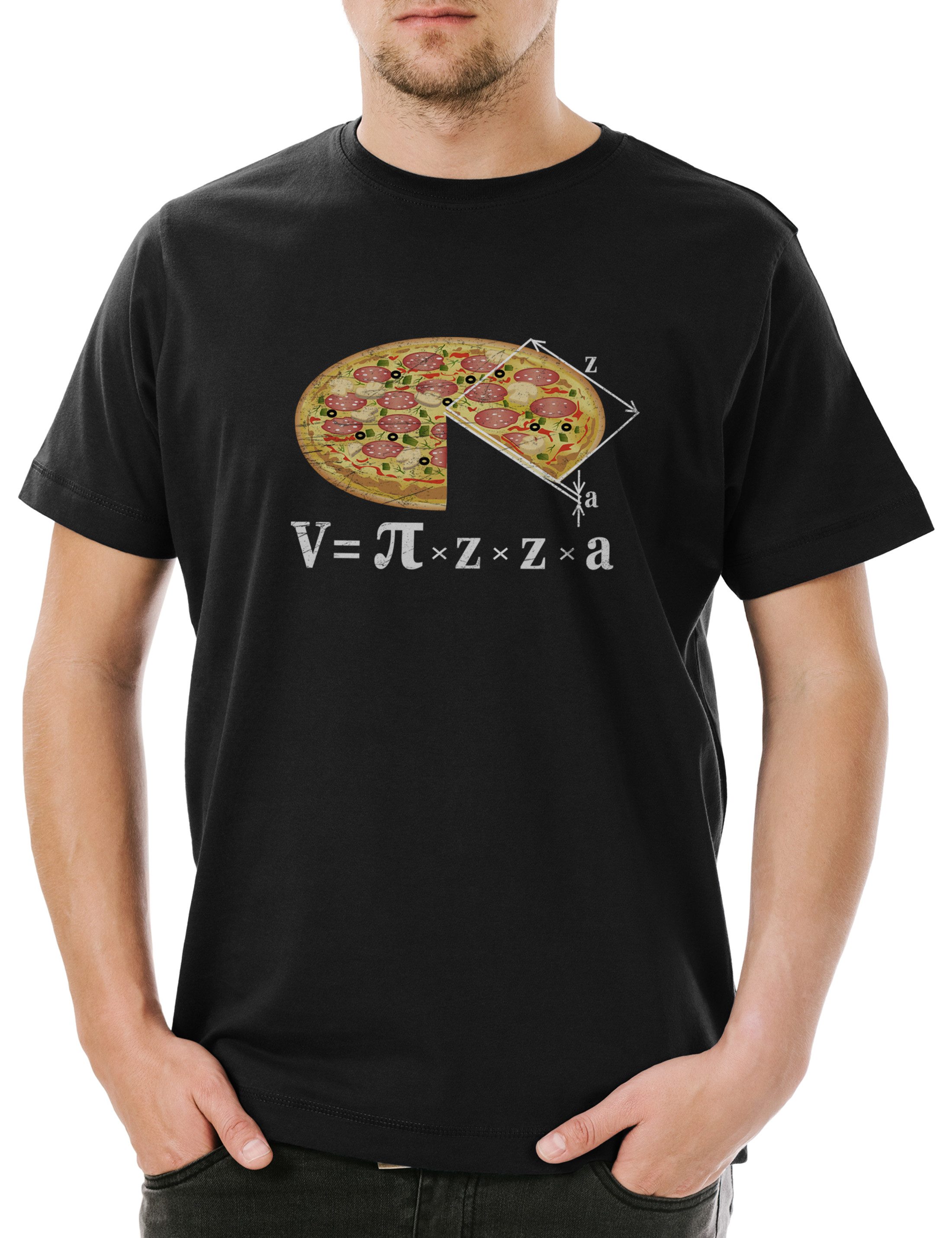 Print-Shirt V = Pizza I Herren T-Shirt Lehrer Fun Teacher Professor Nerd Geek