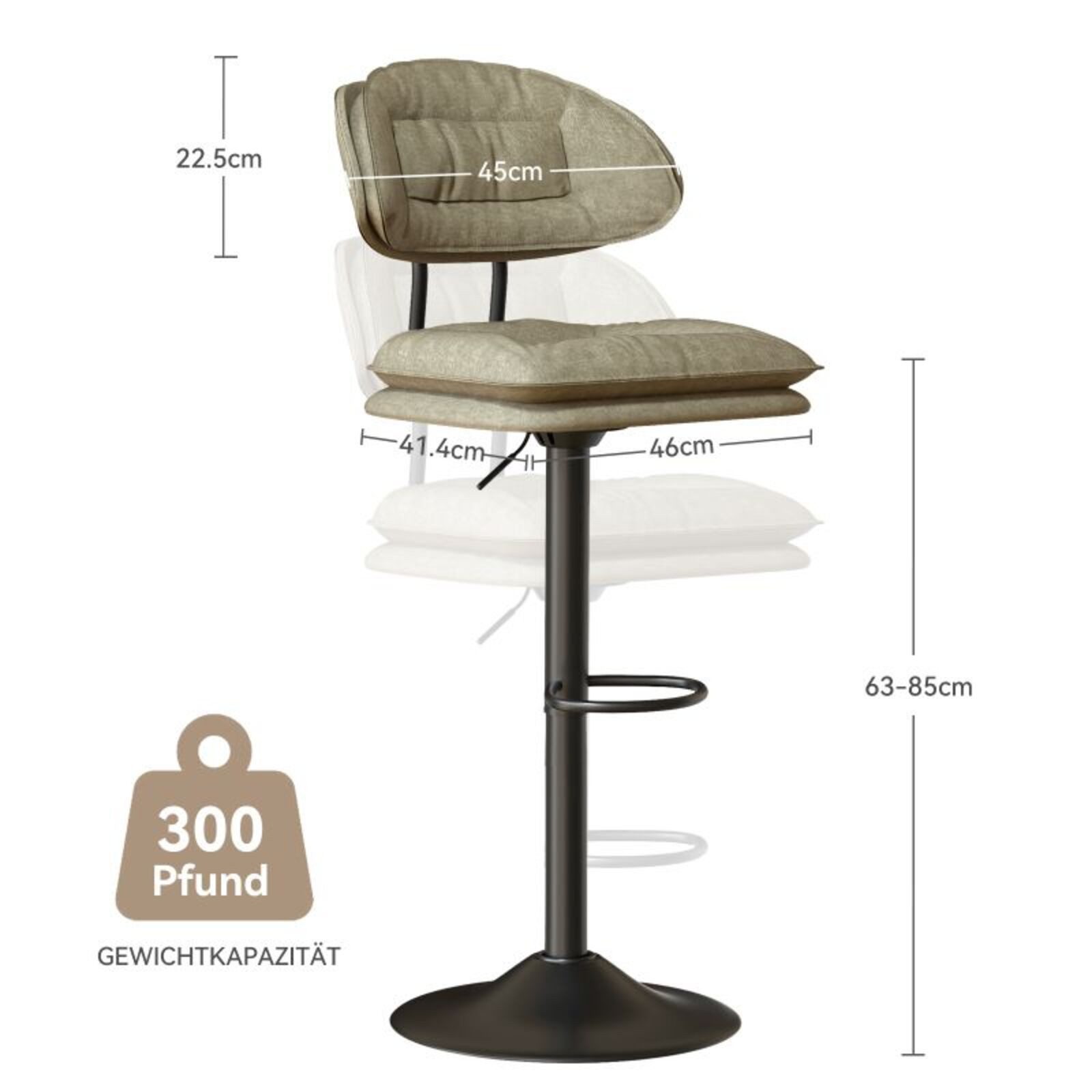 HawthyHome Barhocker 2er Set, Ergonomische Gepolsterte Barstühle mit Rücken günstig online kaufen