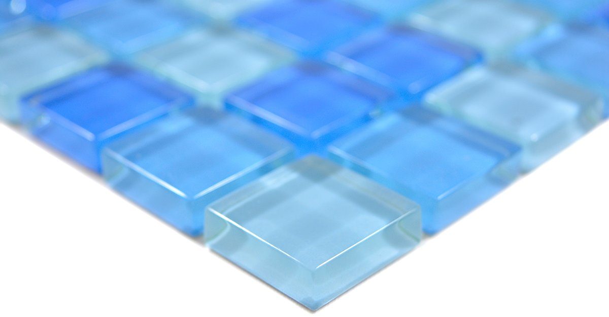 Mosani glänzend Crystal hellblau / 10 Matten Mosaik Glasmosaik Mosaikfliesen