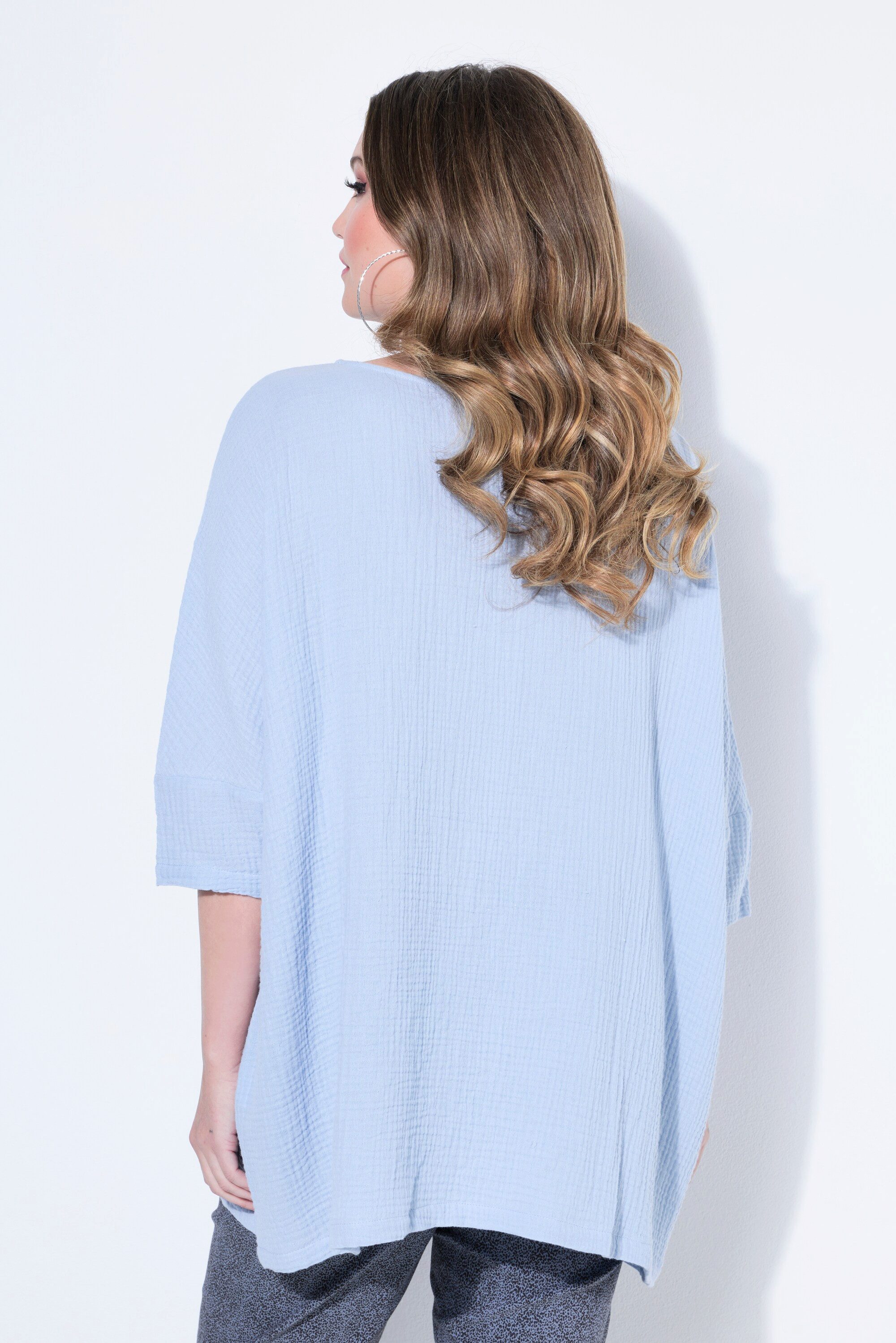 MIAMODA Longbluse Bluse oversized Musselin 3/4-Ärmel