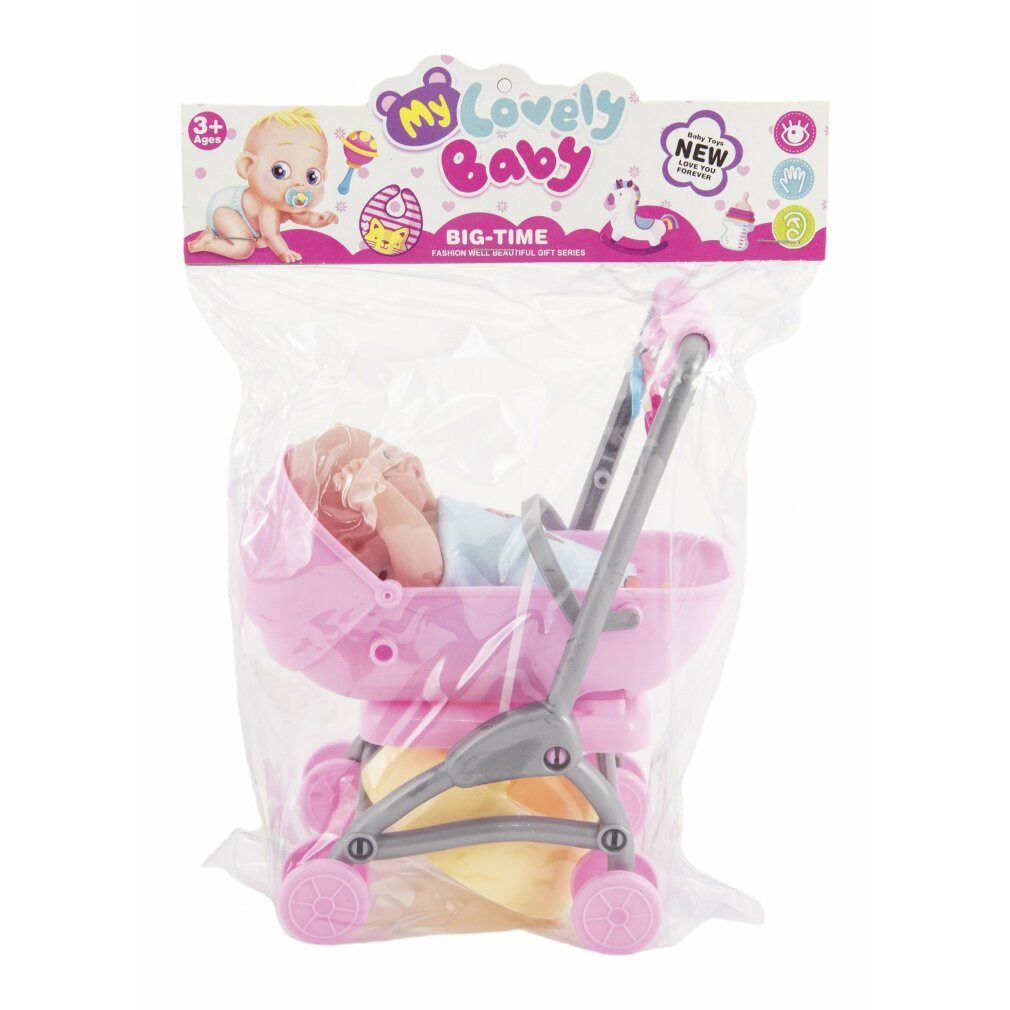 TEDDIES Stoffpuppe Baby im Kinderwagen