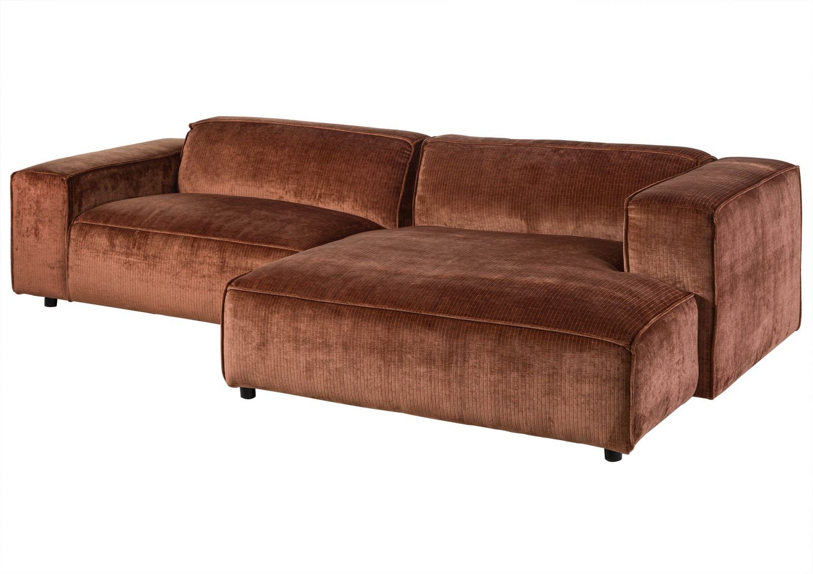 Massivmoebel24 Ecksofa, 279x164x69 Cord kupfer VALENCIA