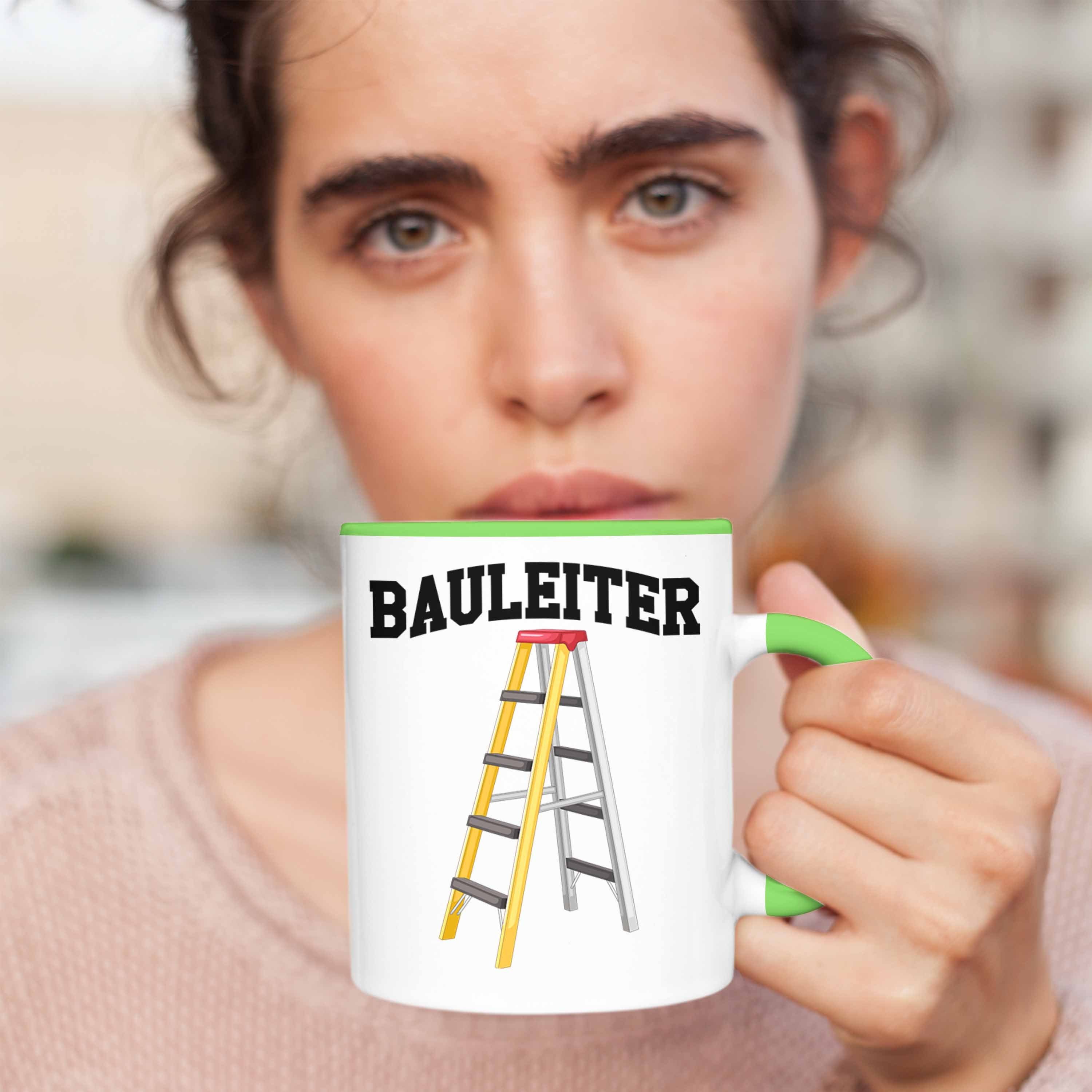 Tasse Baustellen Geschenkidee Tasse Bauleiter Trendation Spruch für Bauarbeite Grün Geschenk