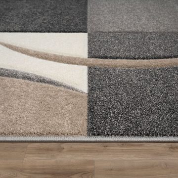 Teppich Moderner Kurzflor Teppich Wohnzimmer Kariert Trendy, TT Home, Läufer, Höhe: 16 mm