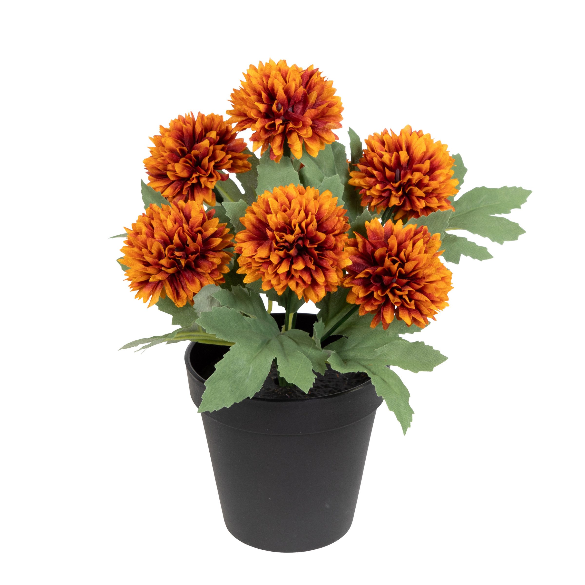 Kunstblume Künstliche Chrysantheme 24x22cm rosa-pink im Topf DP – mit 7 Blüten, Seidenblumen Roß, Höhe 24,00 cm, künstliche Blumen - Farbe: Orange