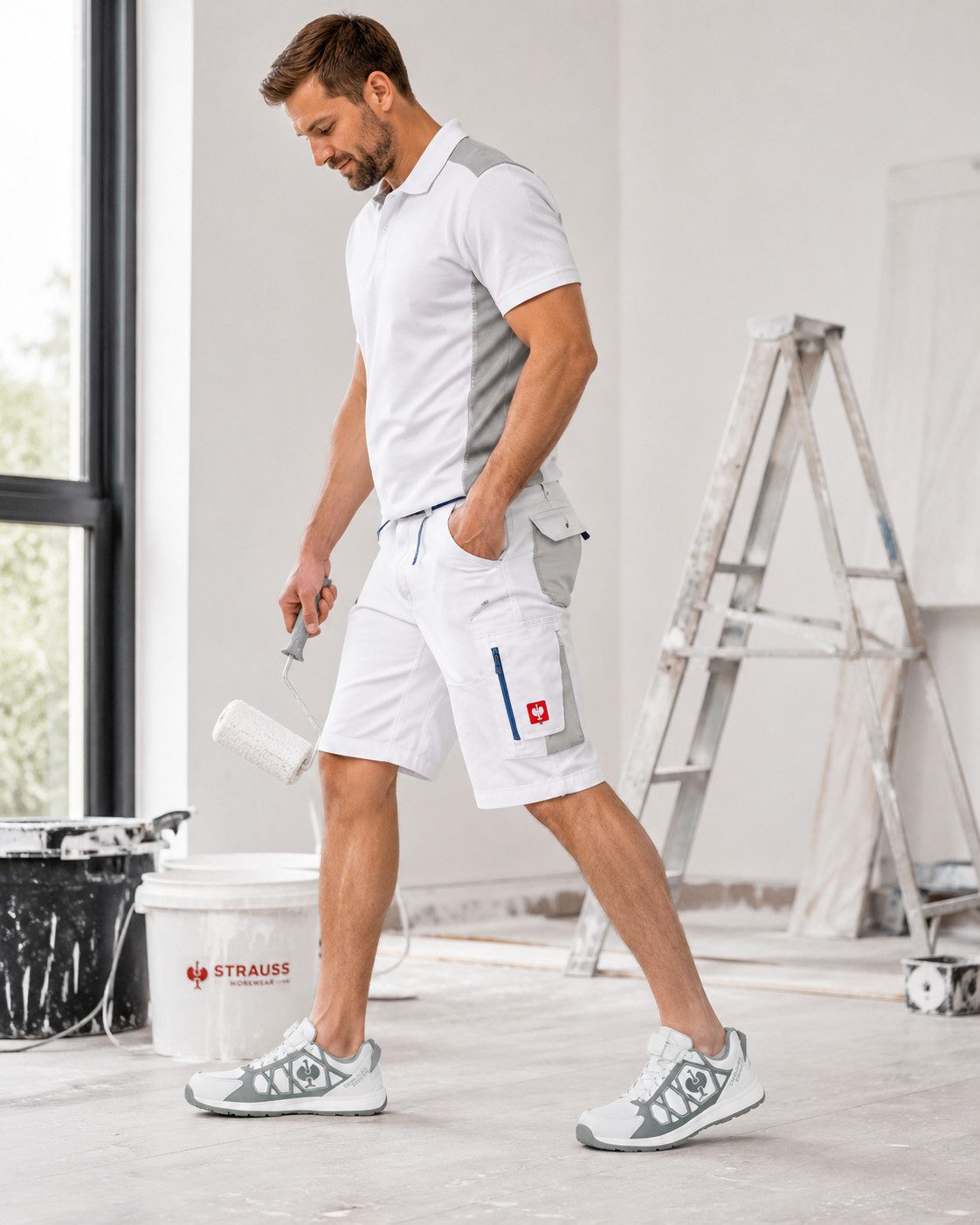 Engelbert Strauss Shorts e.s.motion 2020 Arbeitsshorts Weiss – Robuste Workwear Shorts ausgeklügelte Taschenkonzept