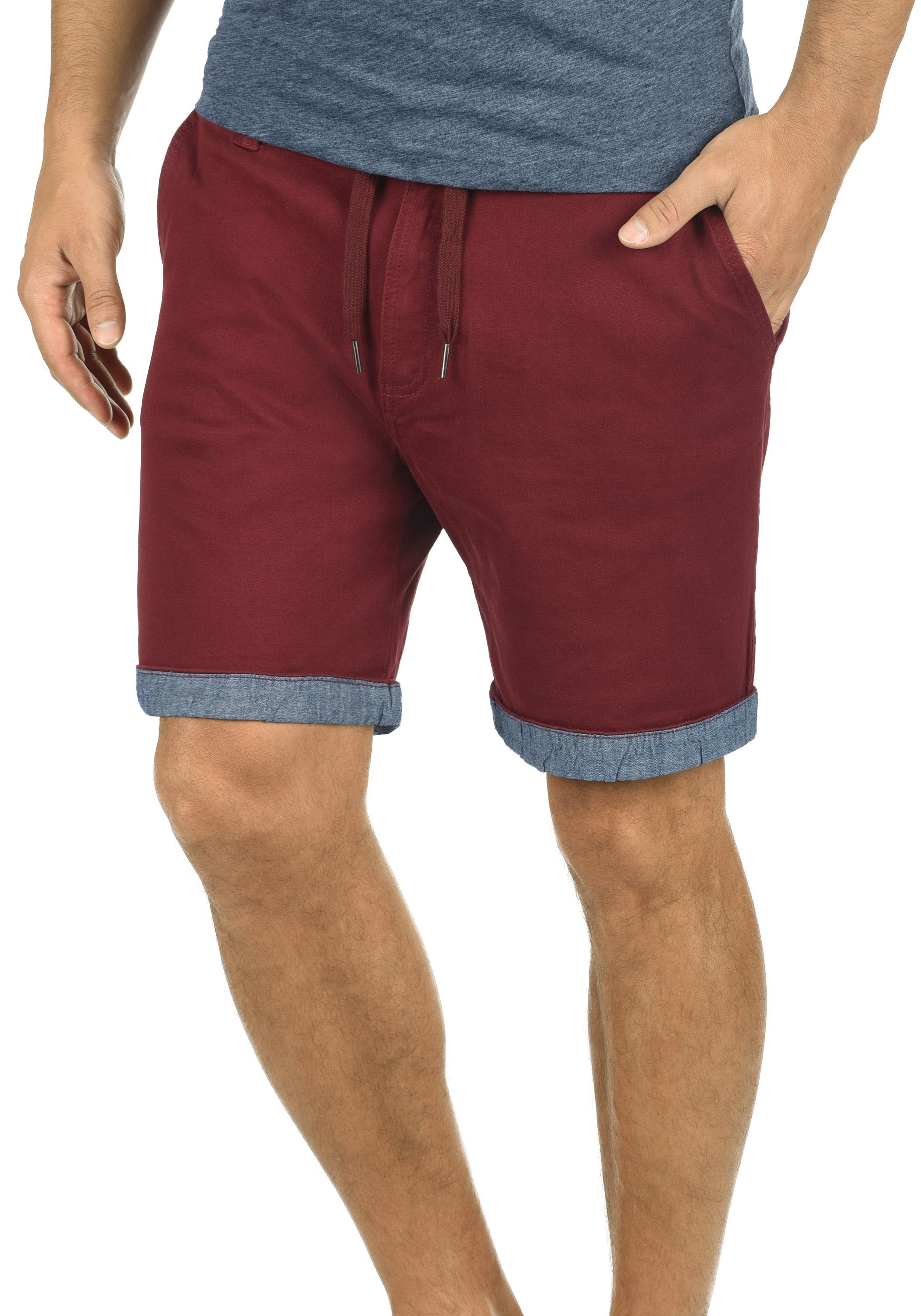 !Solid Chinoshorts SDLagoa kurze Hose mit umgeschlagbaren Hosenbeinen in Kontrastfarbe Wine Red (0985)