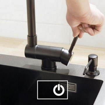 CECIPA Küchenarmatur Wasserhahn Küche 360° drehbar (Edelstahl Spültischarmatur, 1-St., Küche) matt Schwarz
