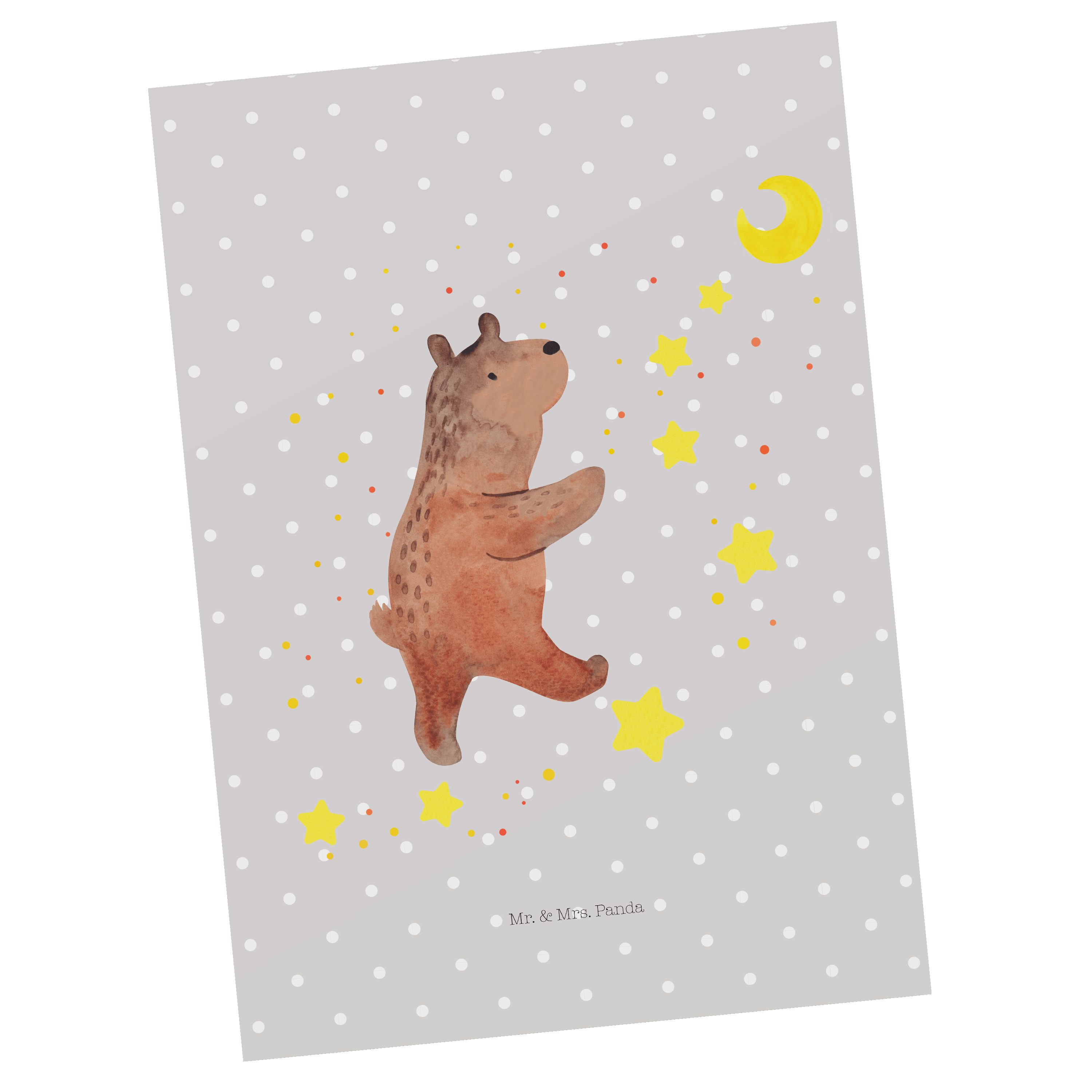 Panda Postkarte Traum, Geschenk, Pastell Bär Mr. Geschenkkarte - Mrs. - & Teddybär, Träume Grau