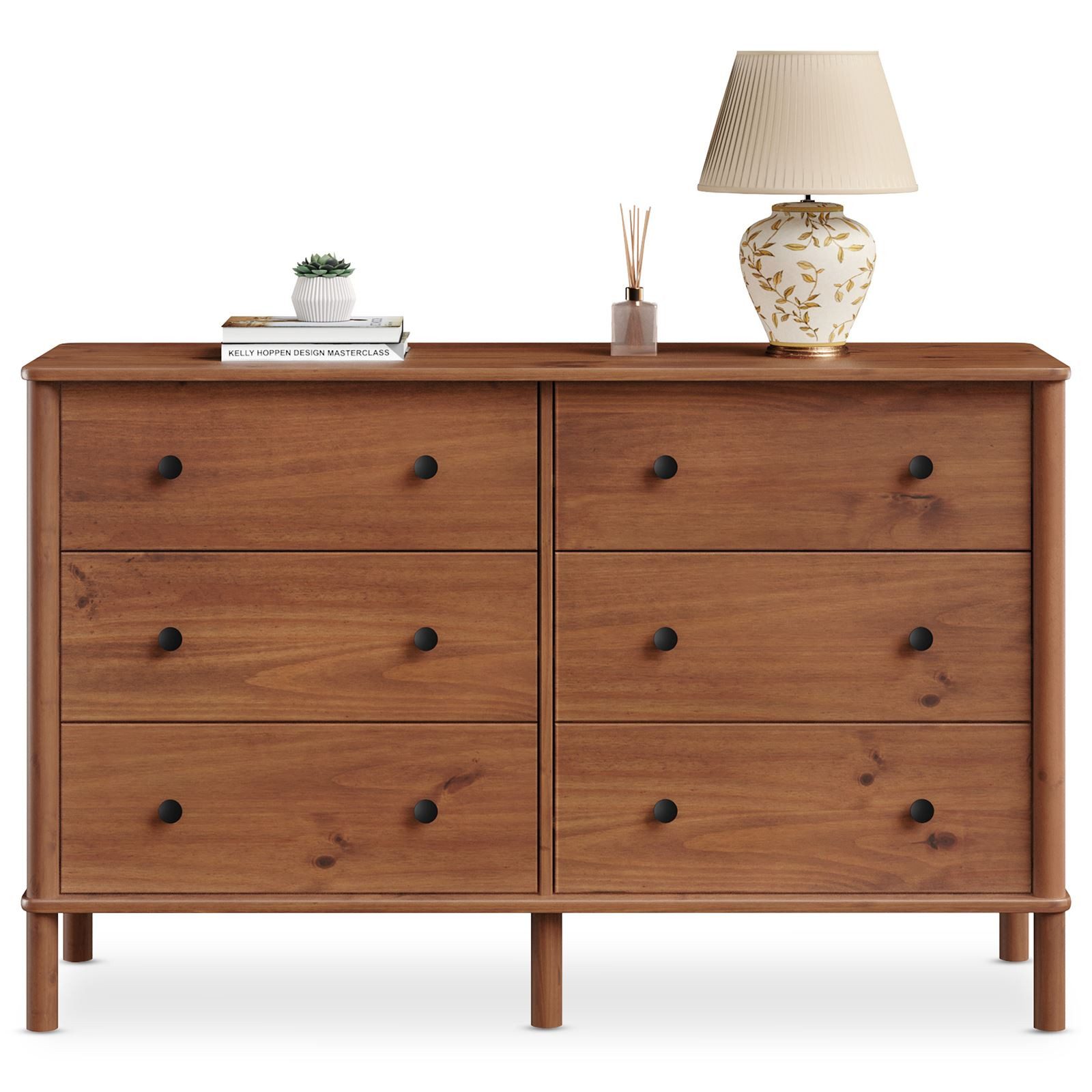 IDIMEX Kommode APOANA, Sideboard mit 6 Schubladen aus Massivholz skandi Kastanien farben