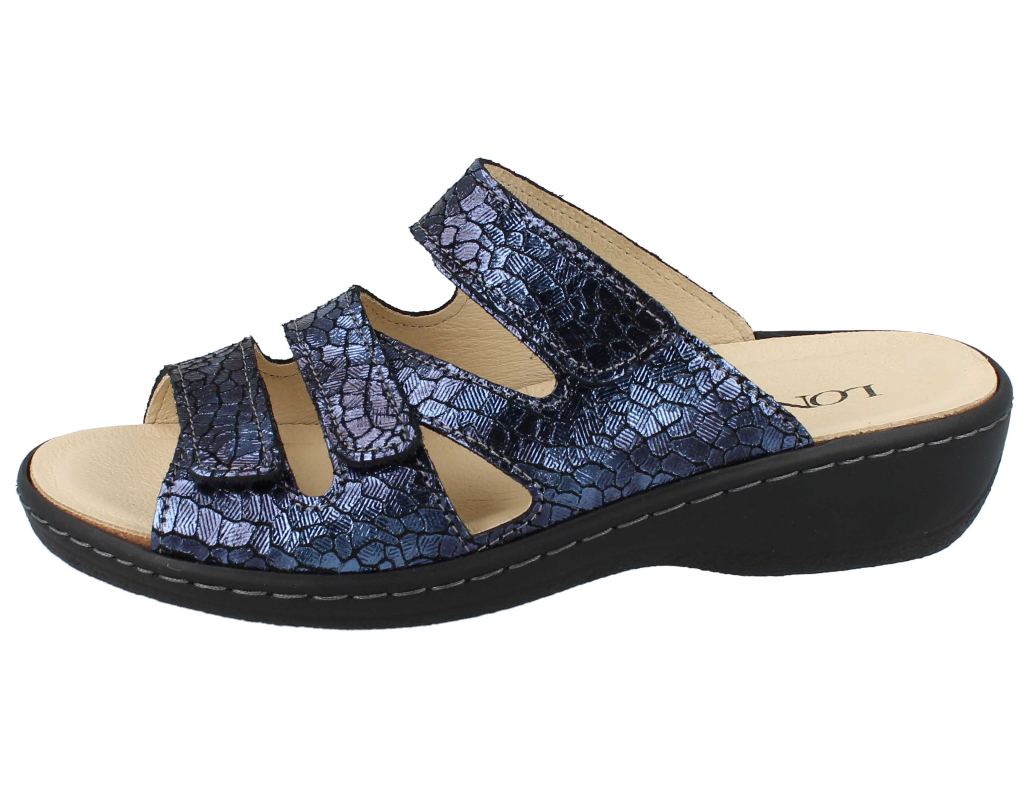 Longo LONGO Damen Pantolette blau Effektleder - Größe: 38 Pantolette Wechselfußbett