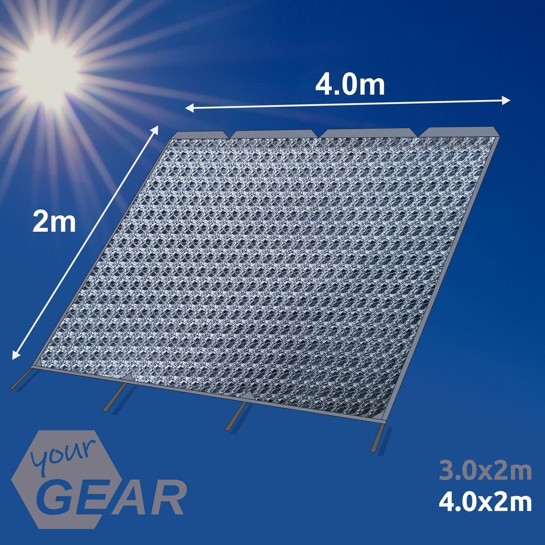 0 Sonnenschutz yourGEAR Vorderwand yourGEAR Caravan 400x200cm Procida Vorzelt Sonnensegel, Personen: