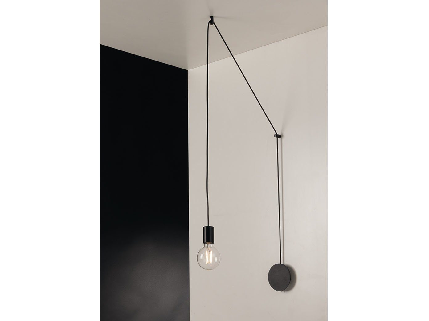 Pendelleuchte, über-n 5m L: Esstisch ohne minimalistische hängend, Schwarz Leuchtmittel, Industrial Design LUCE für