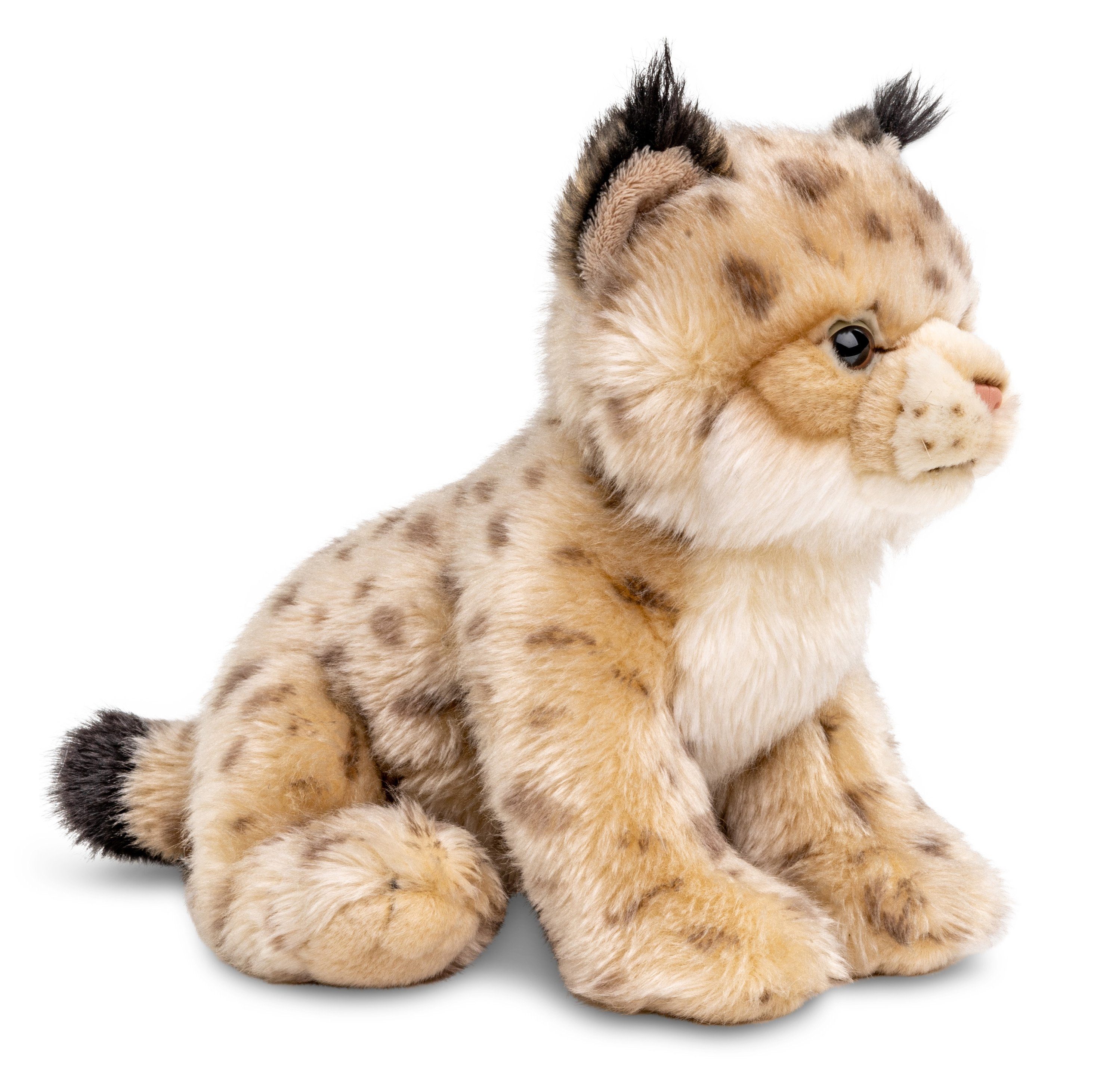 Uni-Toys Kuscheltier Luchs - Plüschtier, recyceltes cm zu 100 - Plüsch-Katze % 22 sitzend (Höhe) Junges, - Füllmaterial