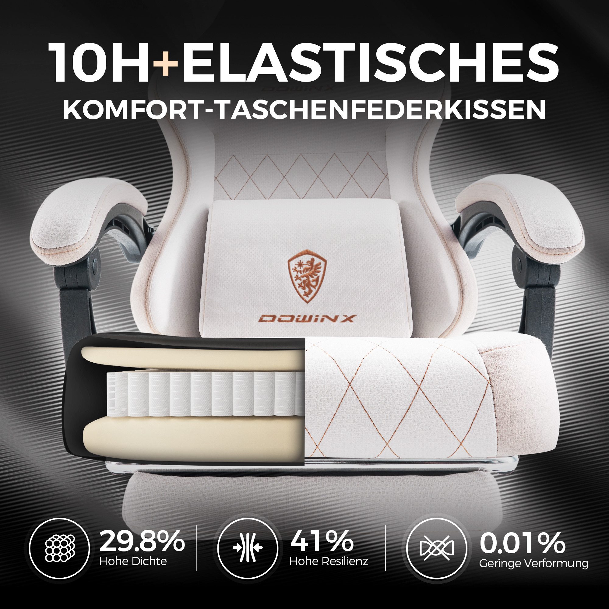 Dowinx Gaming-Stuhl Lendenwirbelstütze Bürostuhl mit Fußstütze für Erwachsene (Packung), Ergonomischer Gaming Sessel Groß und Hoch für Office Gaming 135KG