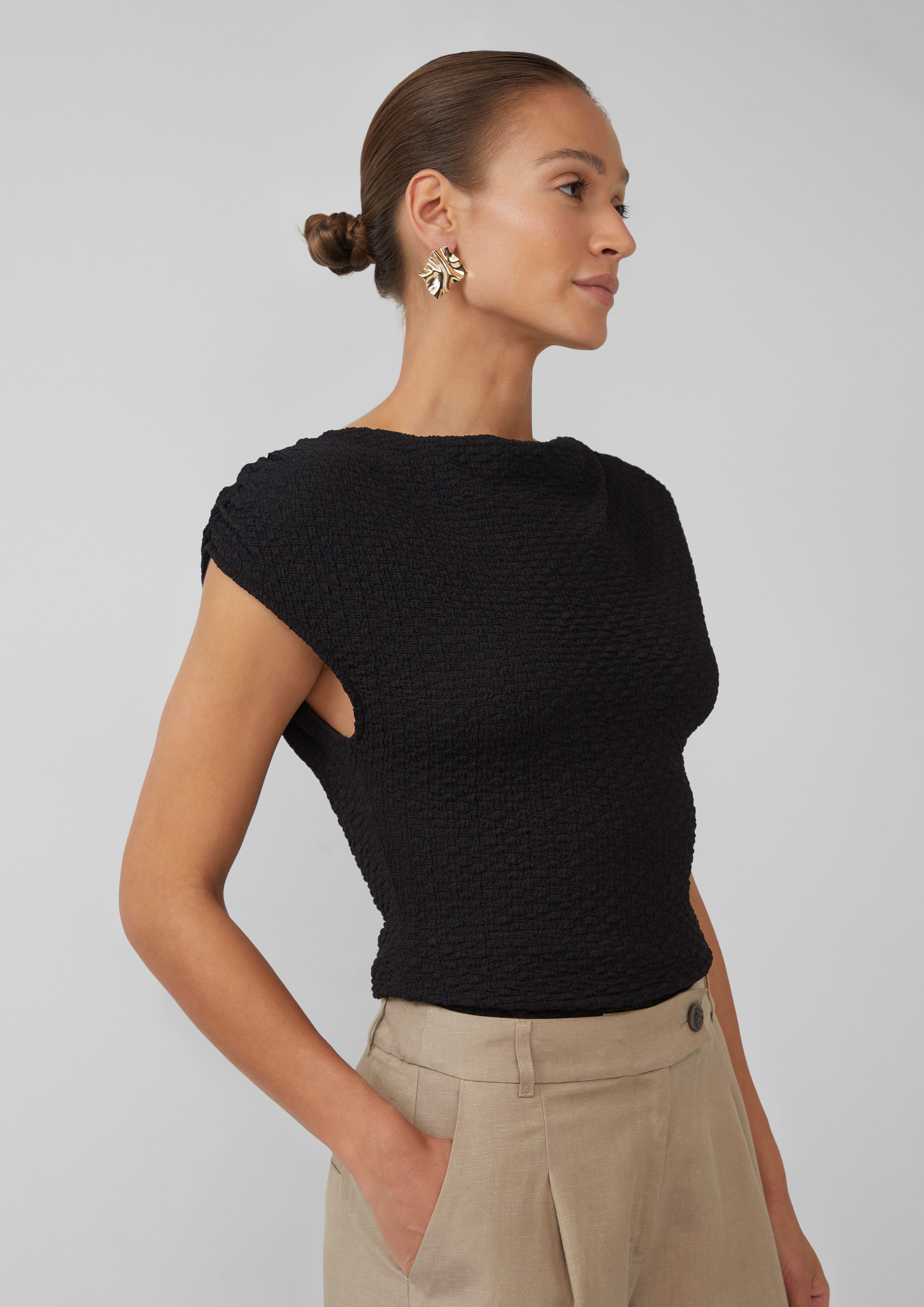 s.Oliver BLACK LABEL Kurzarmshirt Strukturiertes Shirt günstig online kaufen