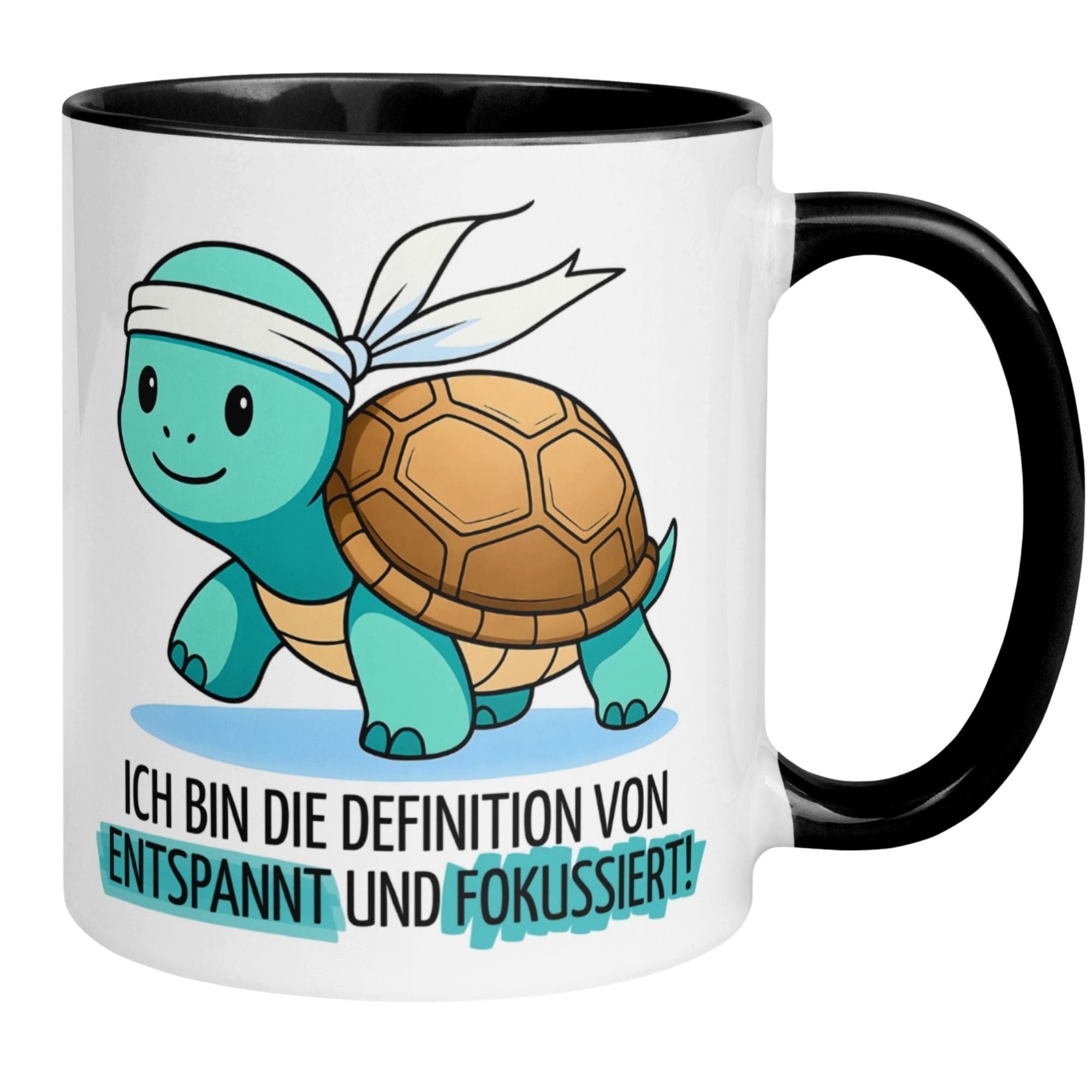 Momentals Tasse Schildkröte – „Ich bin die Definition von entspannt und fokussiert“, Gratis Versand · Links-&Rechtshänder · Spülmaschinenfest