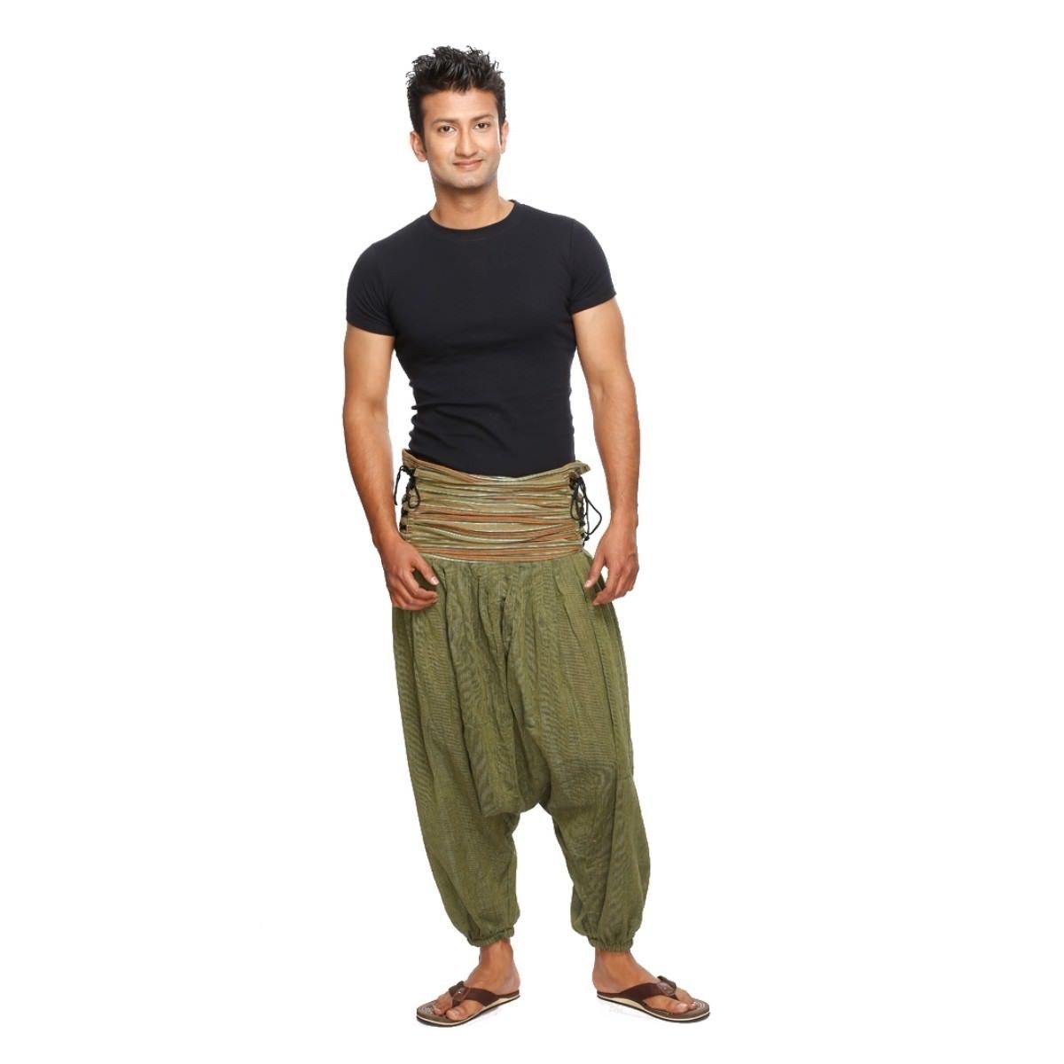 SIMANDRA Haremshose Jaya Herren Pluderhose im Aladin-Stil - für Sport & Freizeit (1-tlg) Grün gestreift