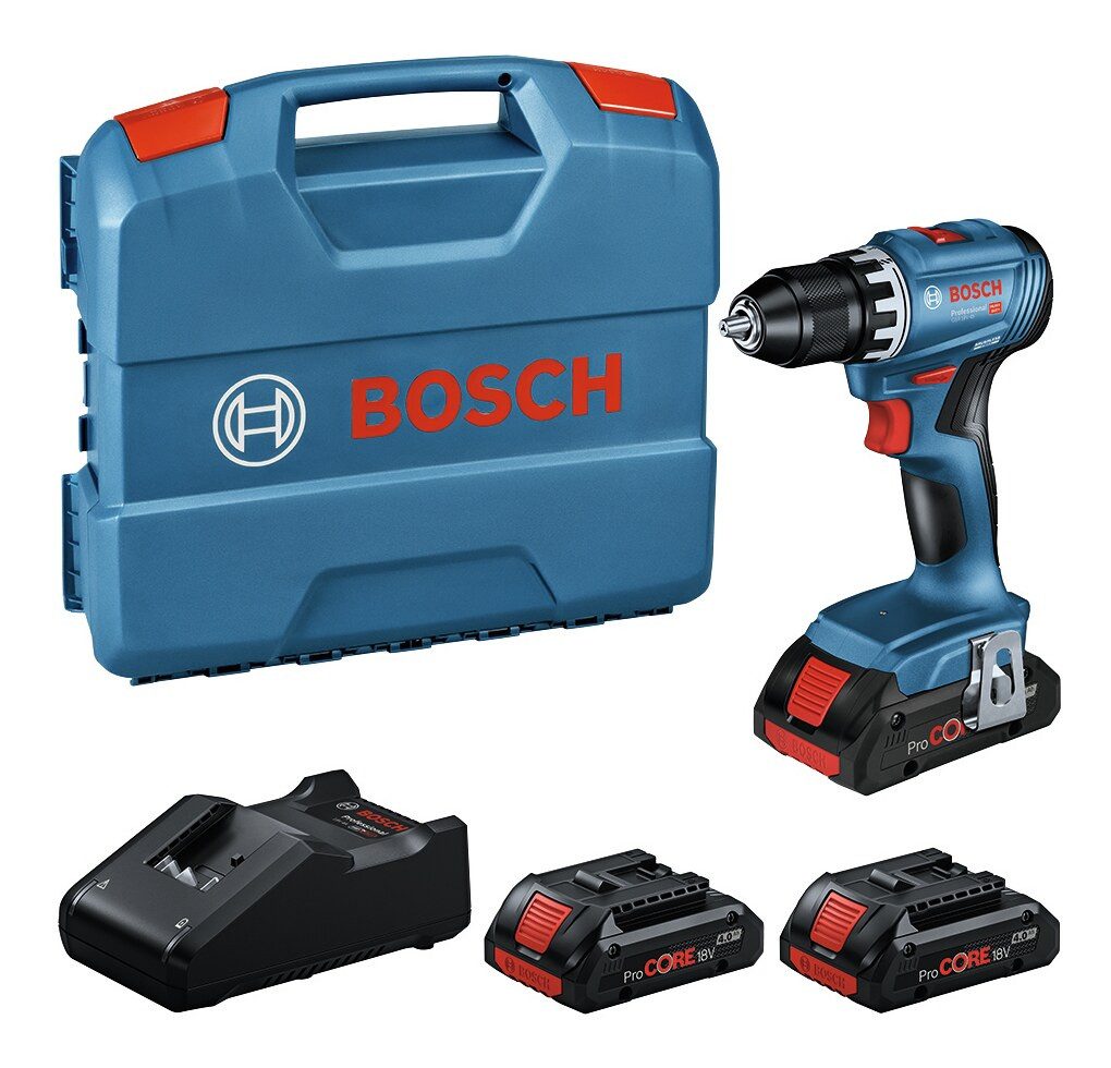 BOSCH Akku-Bohrschrauber GSR 18V-45, 18 V, Mit 3x Akku ProCORE 4 Ah - im L-Case