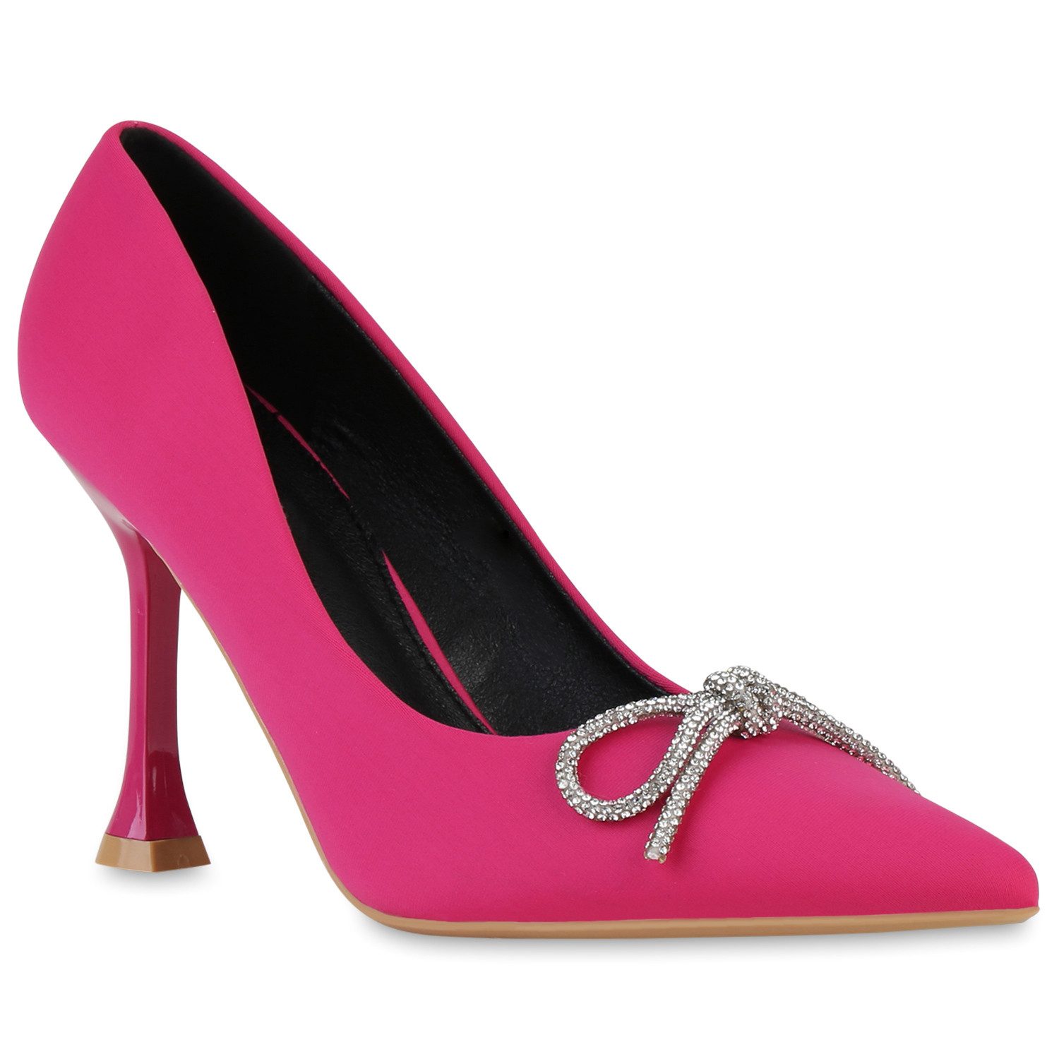 VAN HILL 840030 Pumps Damen Spitze Pumps Party Strass Schleife Satin-Optik günstig online kaufen