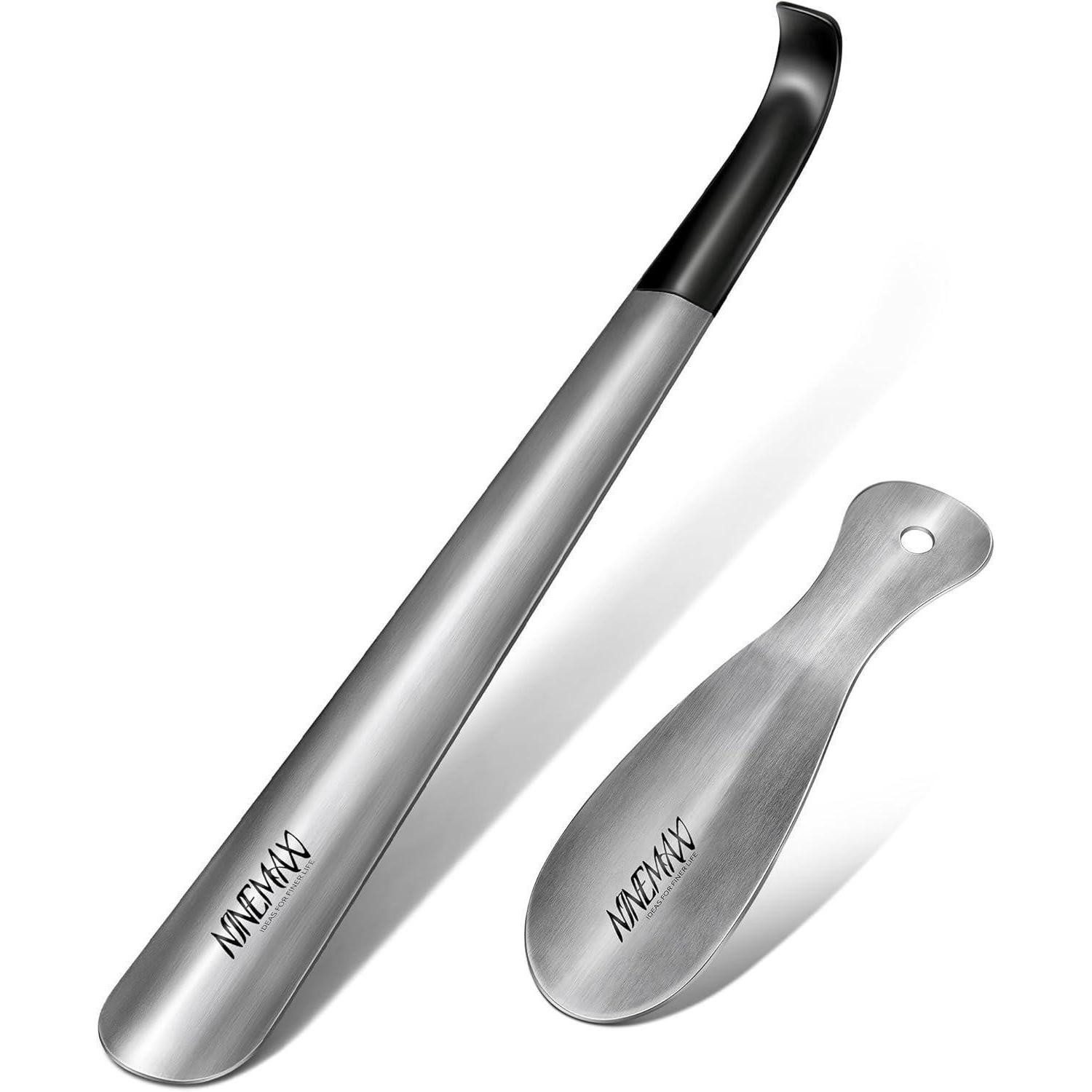 LuxusKollektion Schuhlöffel Schuhlöffel Schuhanzieher Edelstahl 42cm 19cm Set 2er Silber