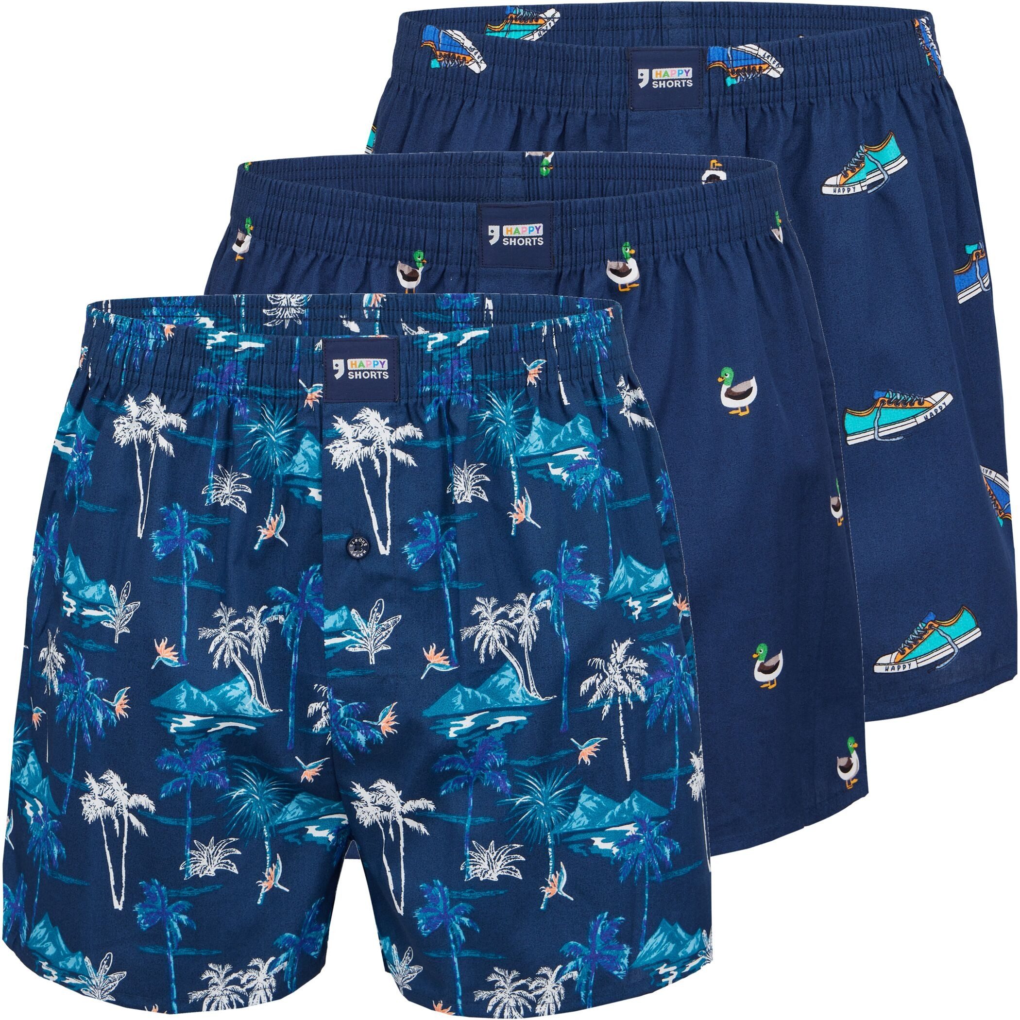 HAPPY SHORTS Boxershorts 3er Pack HAPPY SHORTS Boxershorts Webboxer Boxer E günstig online kaufen