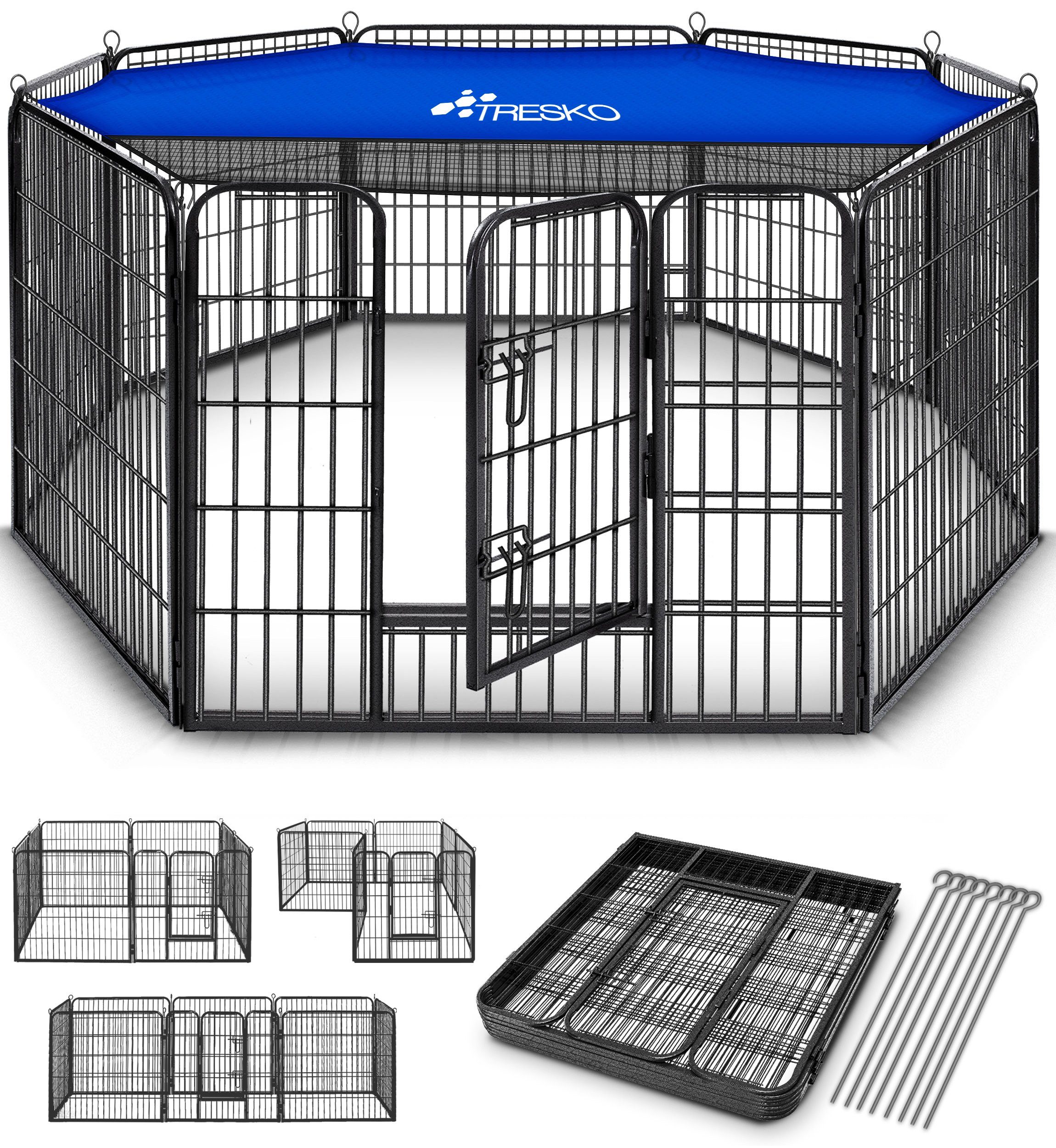 TRESKO Hundekäfig TRESKO® Welpenlaufstall Tierlaufstall Welpenauslauf Freig günstig online kaufen