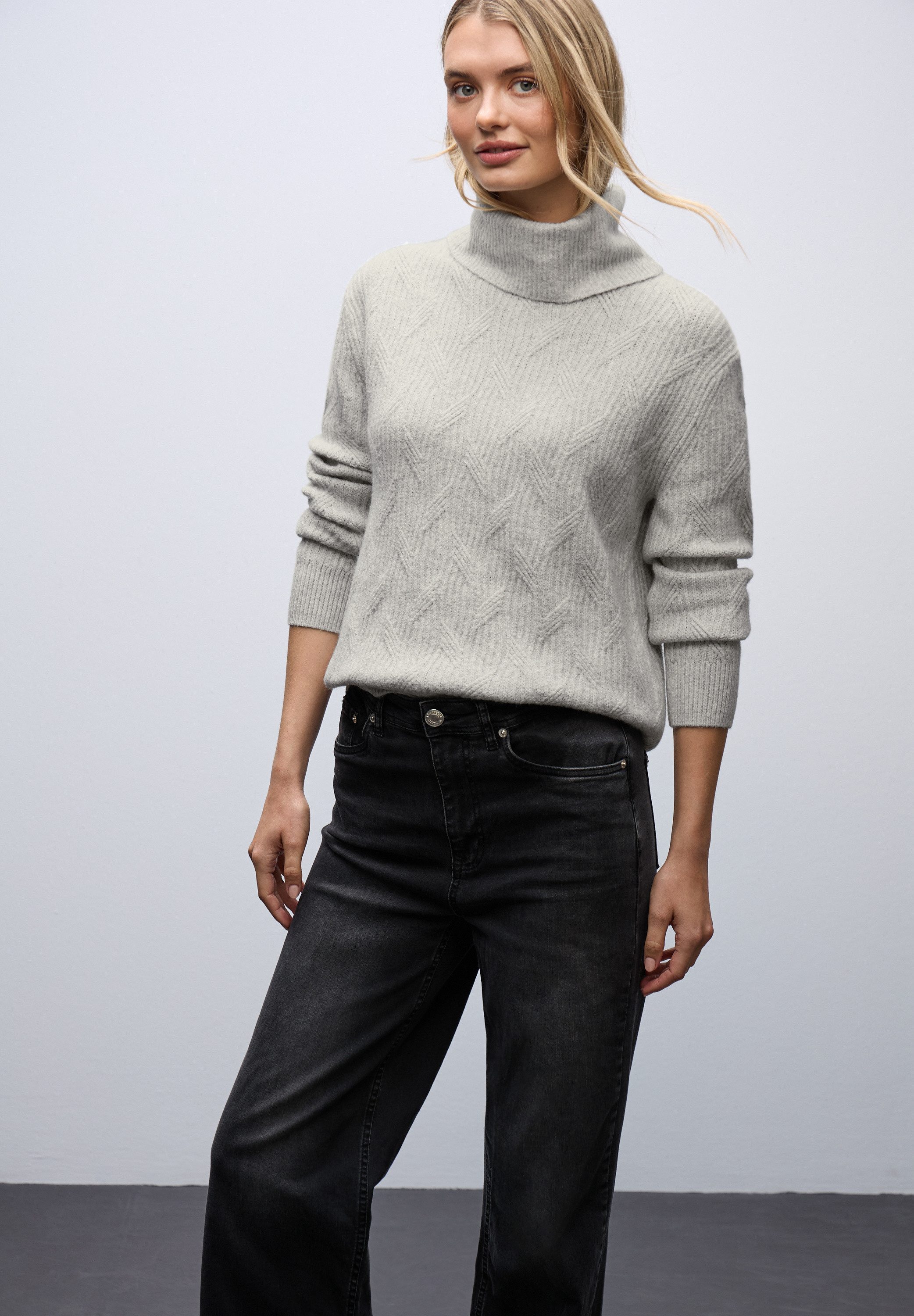 STREET ONE Rollkragenpullover aus Baumwolle mit Stretchanteil