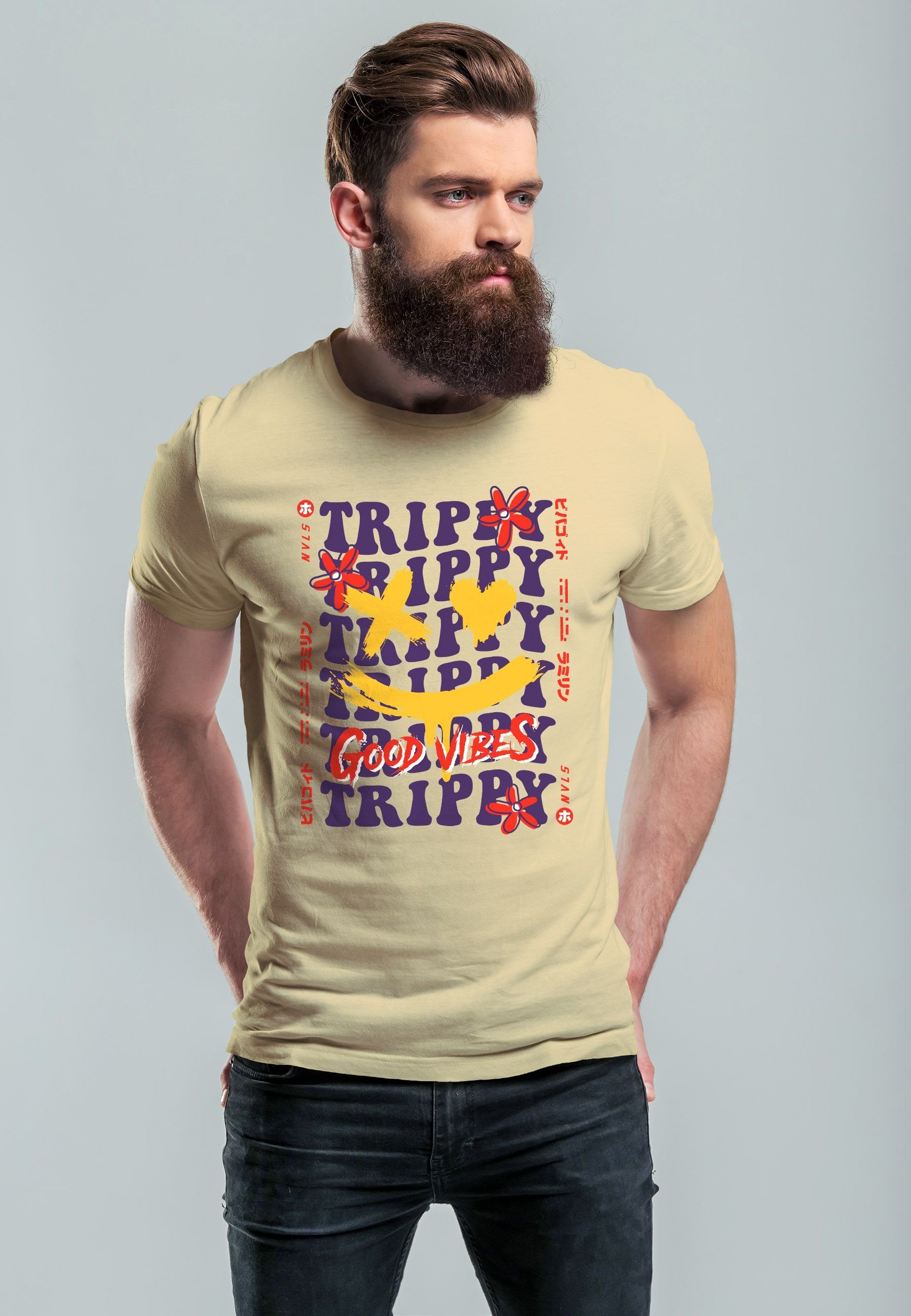 Neverless Print-Shirt Herren T-Shirt Drip Face günstig online kaufen