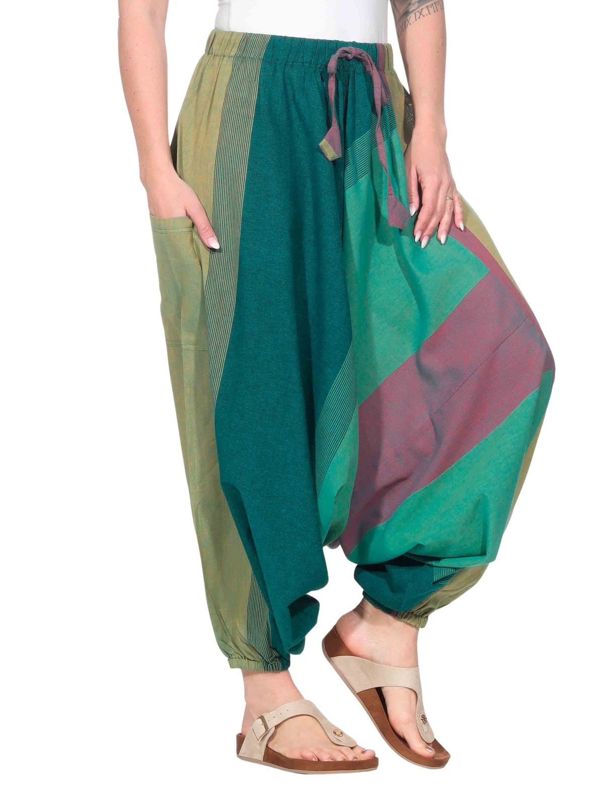 KUNST UND MAGIE Haremshose Unisex Haremshose onesize Bunt Hippie Goa Fair Boho Baggy Pluder-Hose