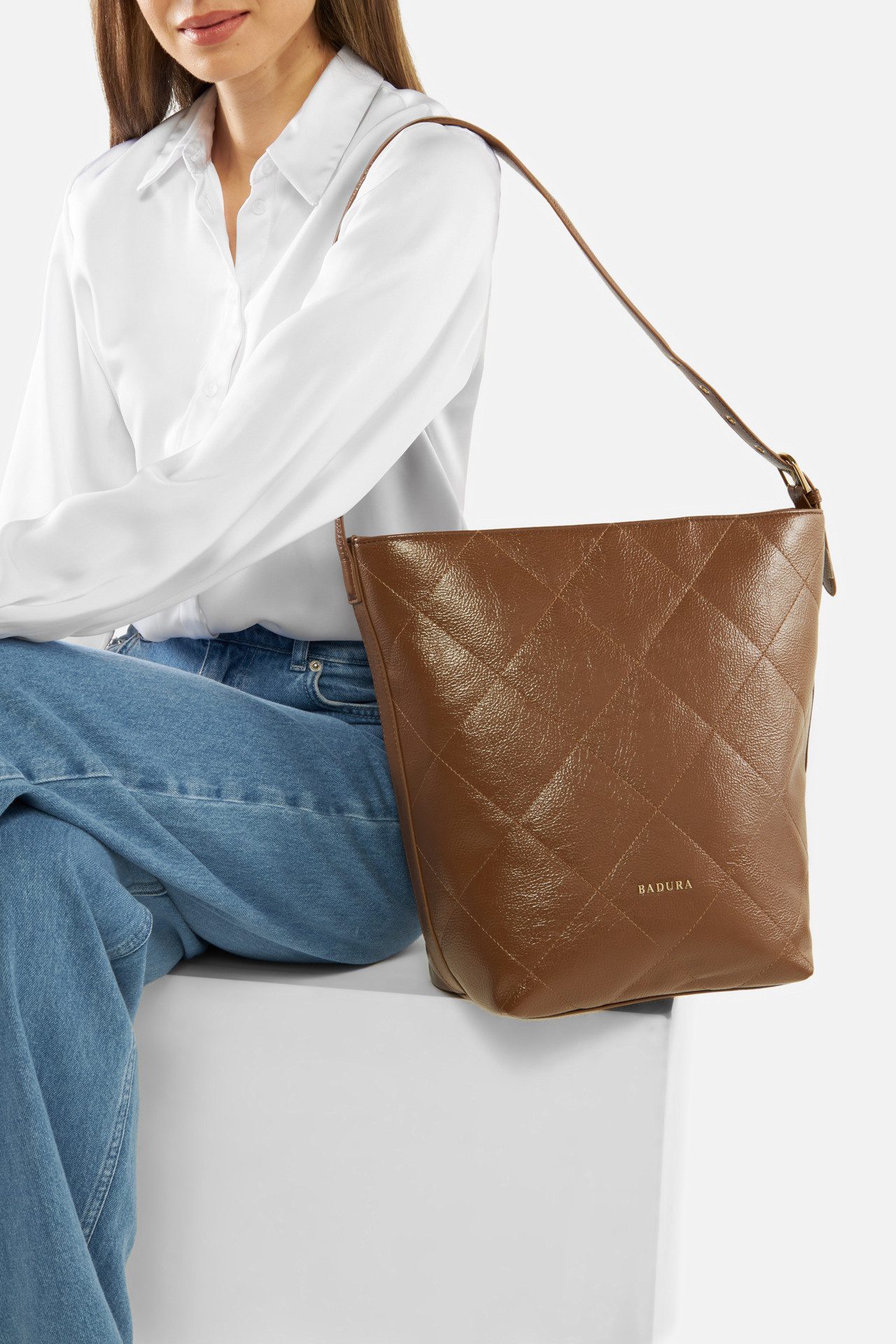 Badura Handtasche Badura Große Stepptasche TYLO1001 Braun