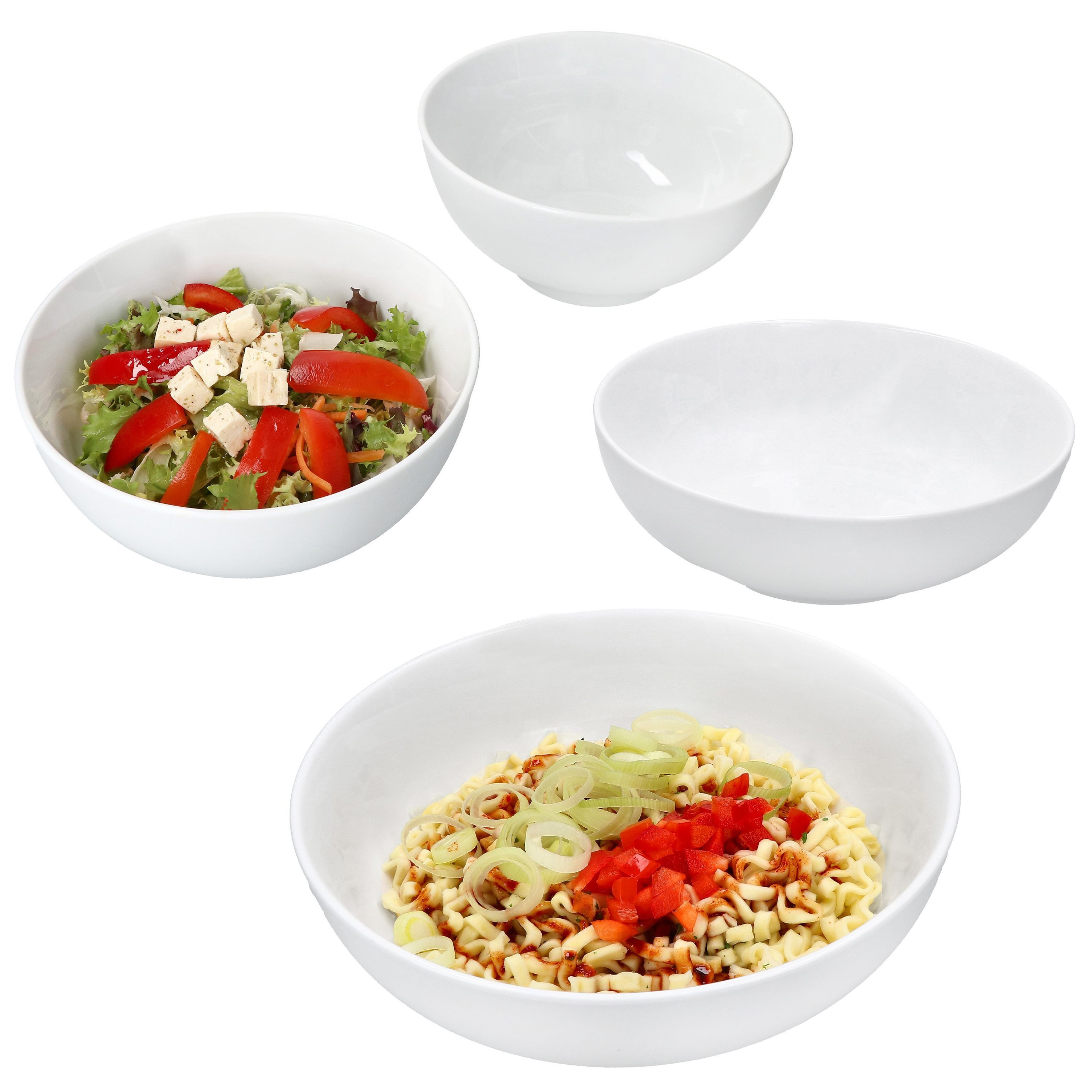 Servierschale 4er Set Schüsseln STABIL je 2x Ramenschüssel Salatschale Porzellan