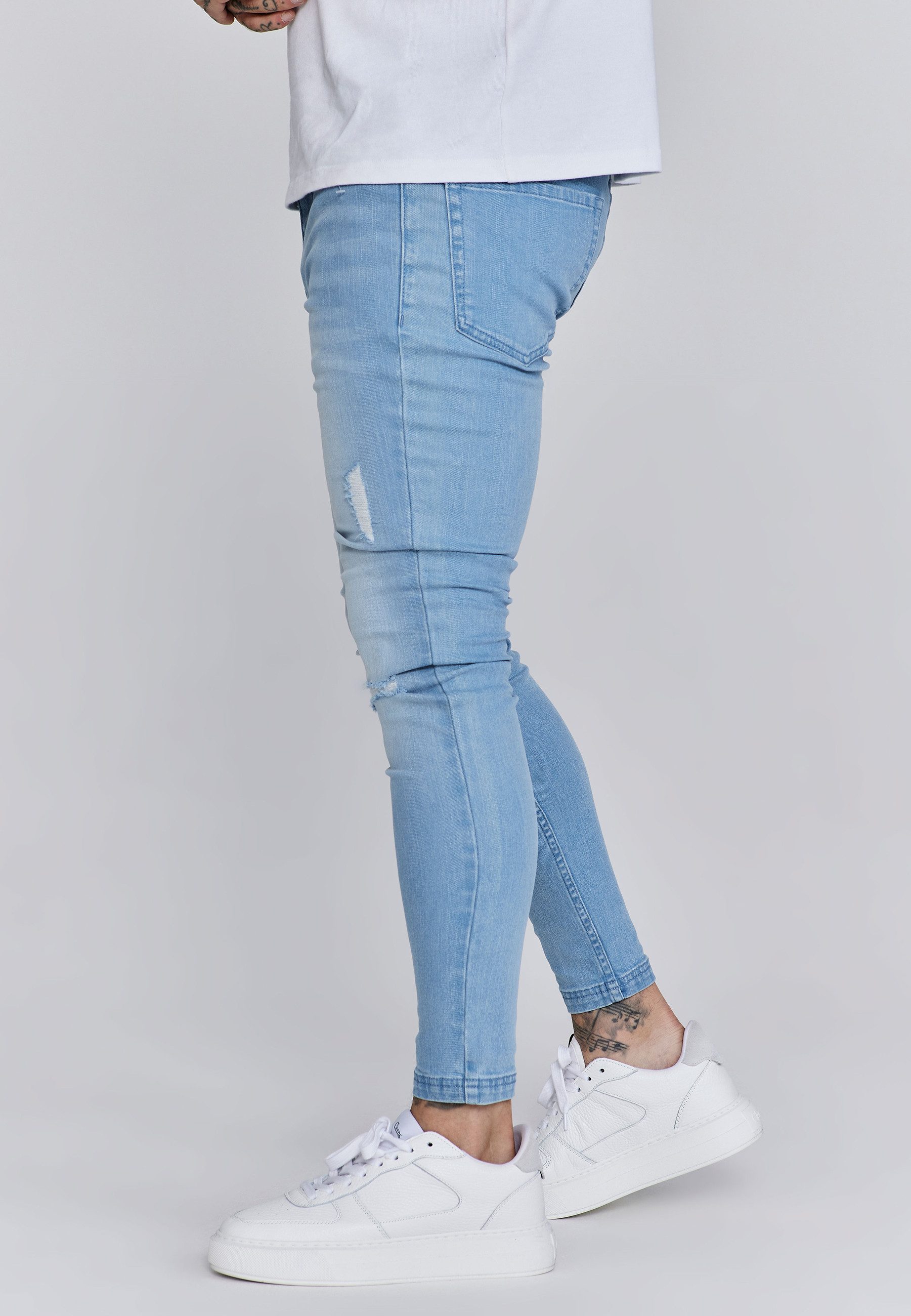 Siksilk Skinny-fit-Jeans SikSilk Herren Blaue Distressed Skinny Jeans