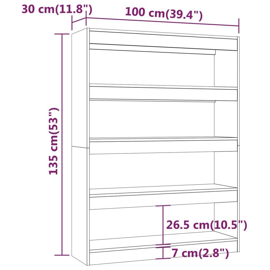 furnicato Bücherregal Bücherregal/Raumteiler Schwarz 100x30x135 cm