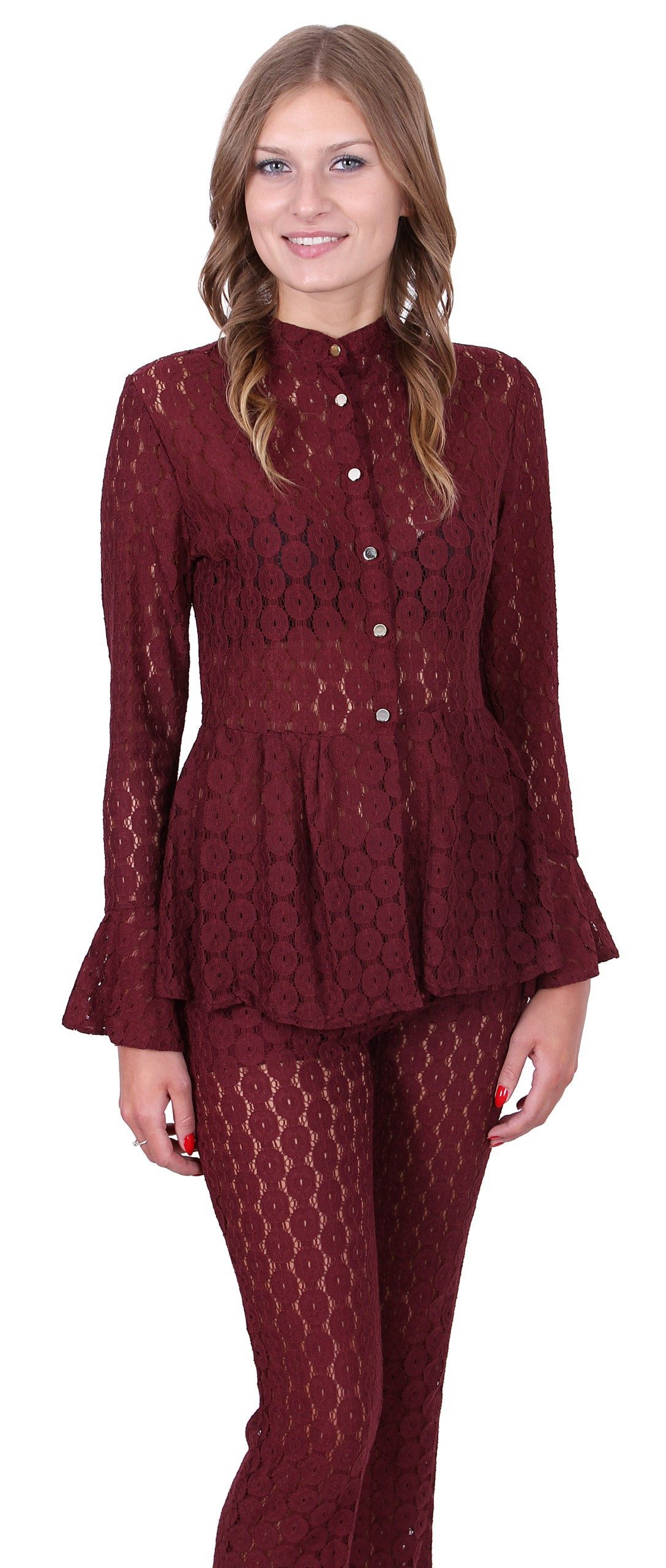 Sarcia.eu Spitzenbluse Dunkelrote Bluse aus Spitze John Zack L günstig online kaufen