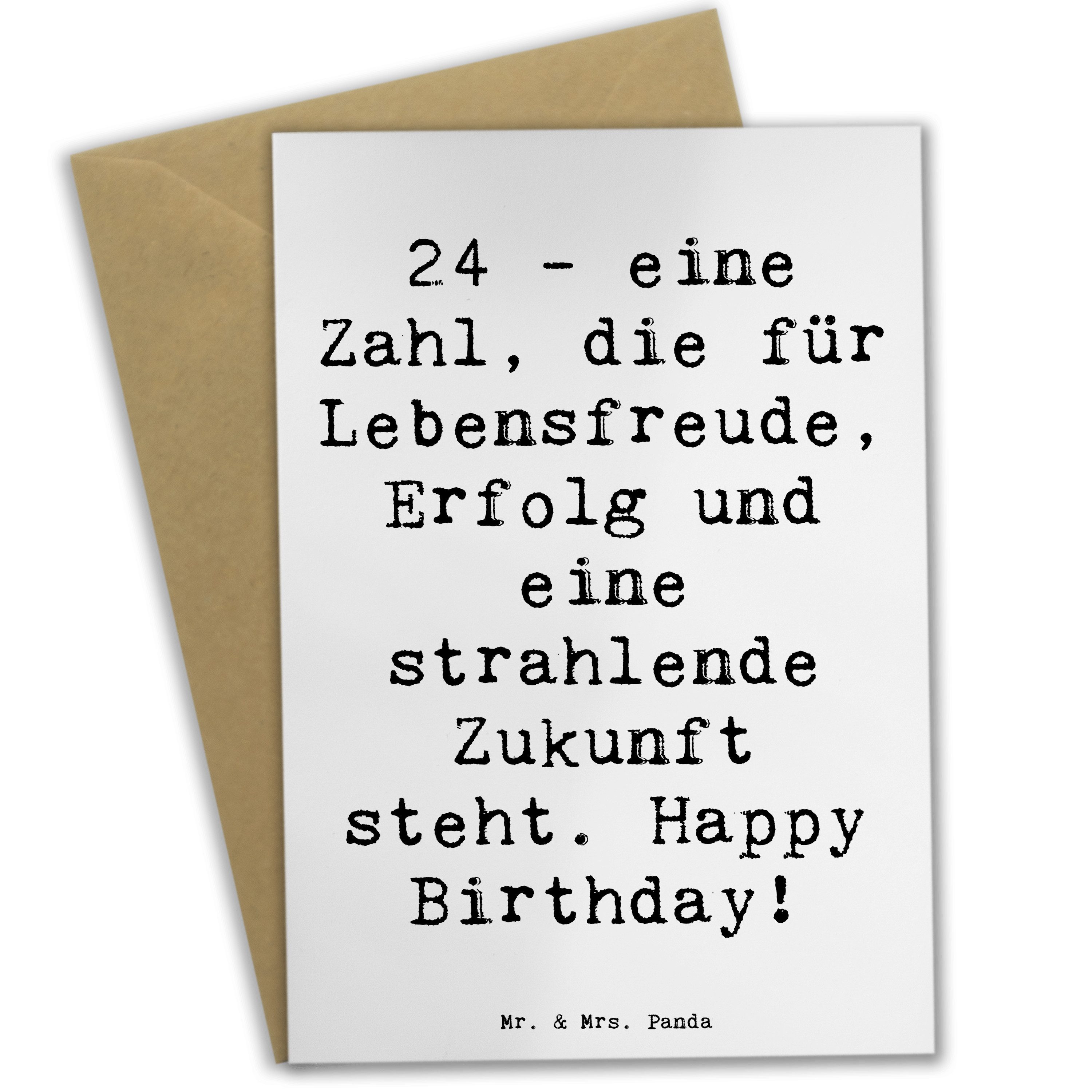 Grußkarte Spruch 24. Geburtstag - Weiß - Geschenk, Geburtstag feiern, positive