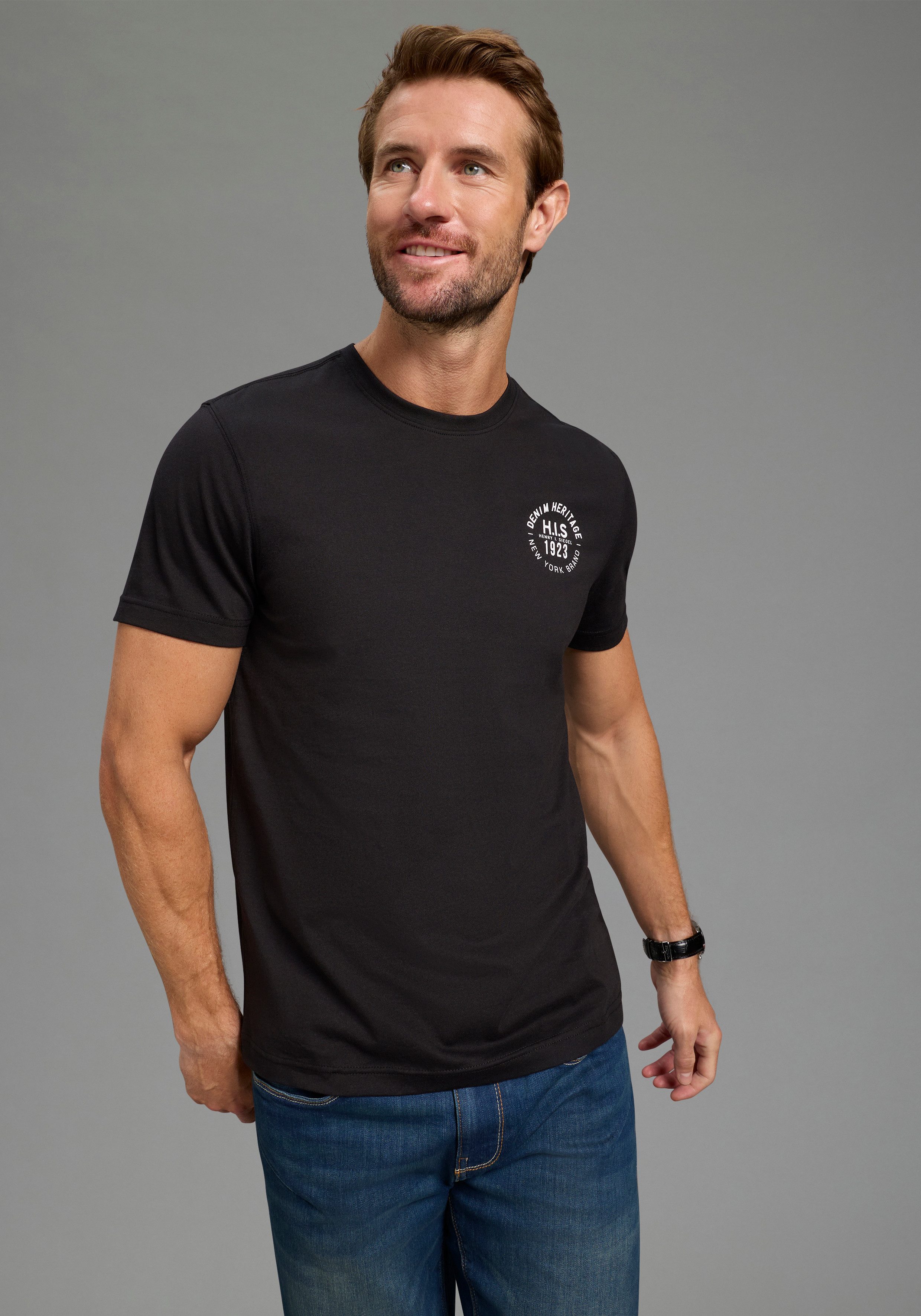 H.I.S T-Shirt (Packung, 3-tlg., 3er-Pack) schmal geschnitten, bedrucktes De günstig online kaufen