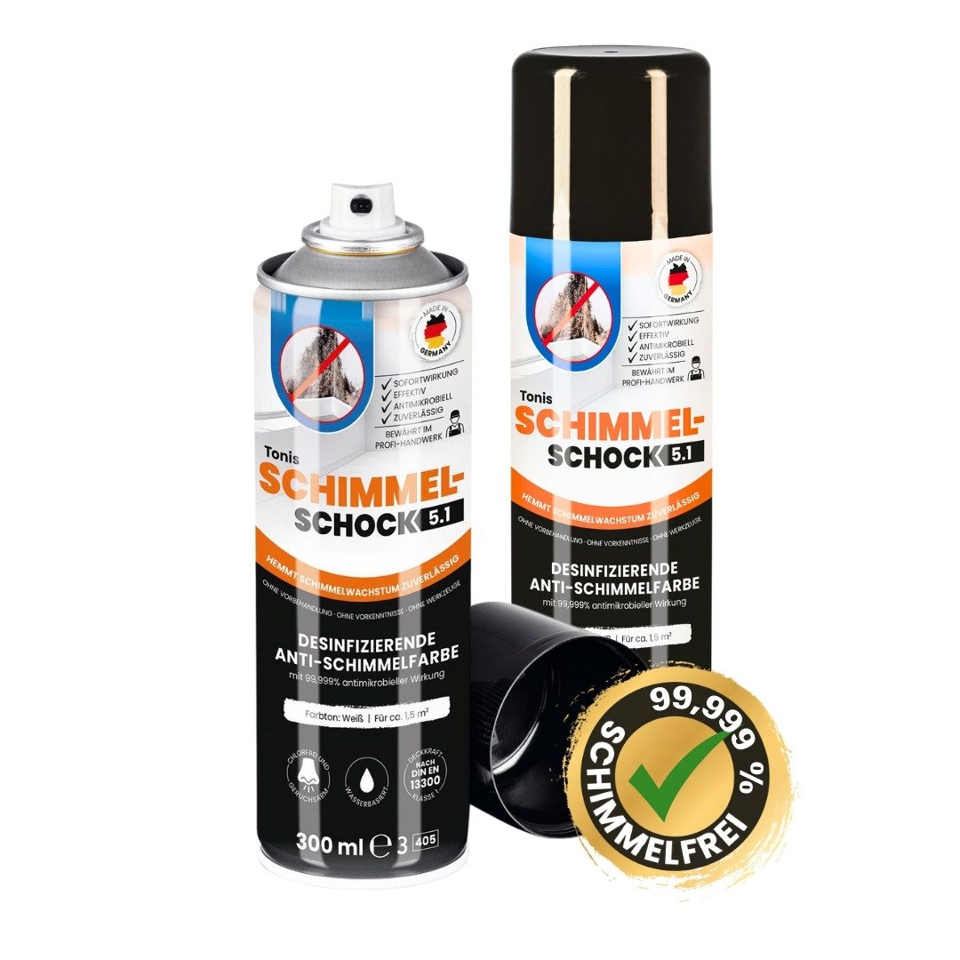 Tonis SCHIMMELSCHOCK Wandfarbe Anti-Schimmel-Sprühfarbe mit 99,999% antimikrobieller Wirkung, 300ml, Wissenschaftlich nachgewiesene Sofortwirkung, effektiv und zuverlässig