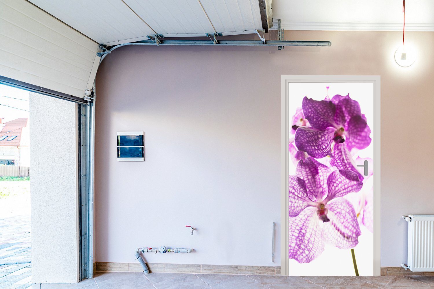 MuchoWow Türtapete Lila Orchideen, Tür, für bedruckt, 75x205 Matt, (1 Türaufkleber, Fototapete cm St)