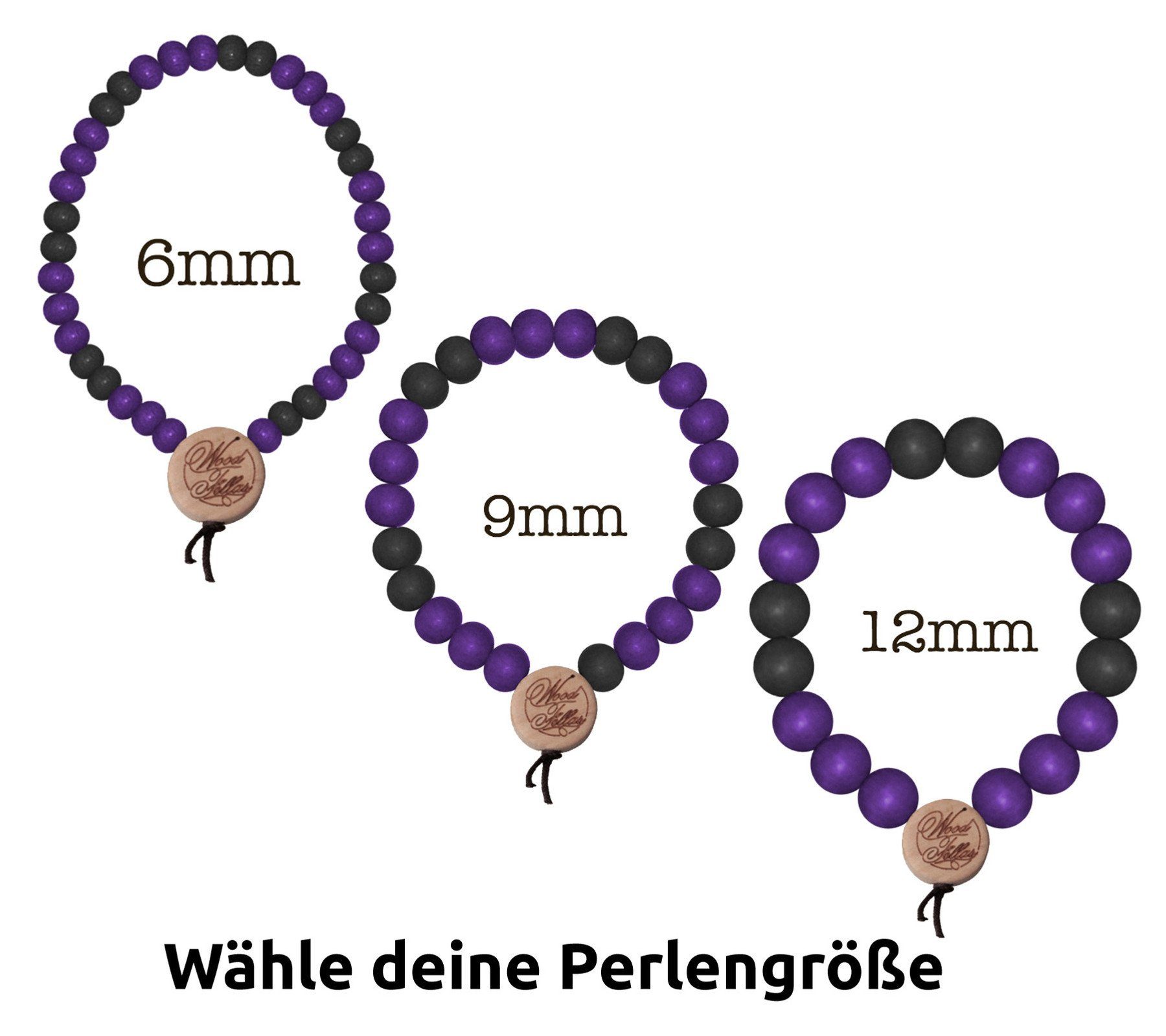 Pearl Holz-Armband Holzanhänger Lila/Schwarz WOOD Deluxe WOOD FELLAS legerer Mode-Schmuck Bracelet Armband FELLAS
