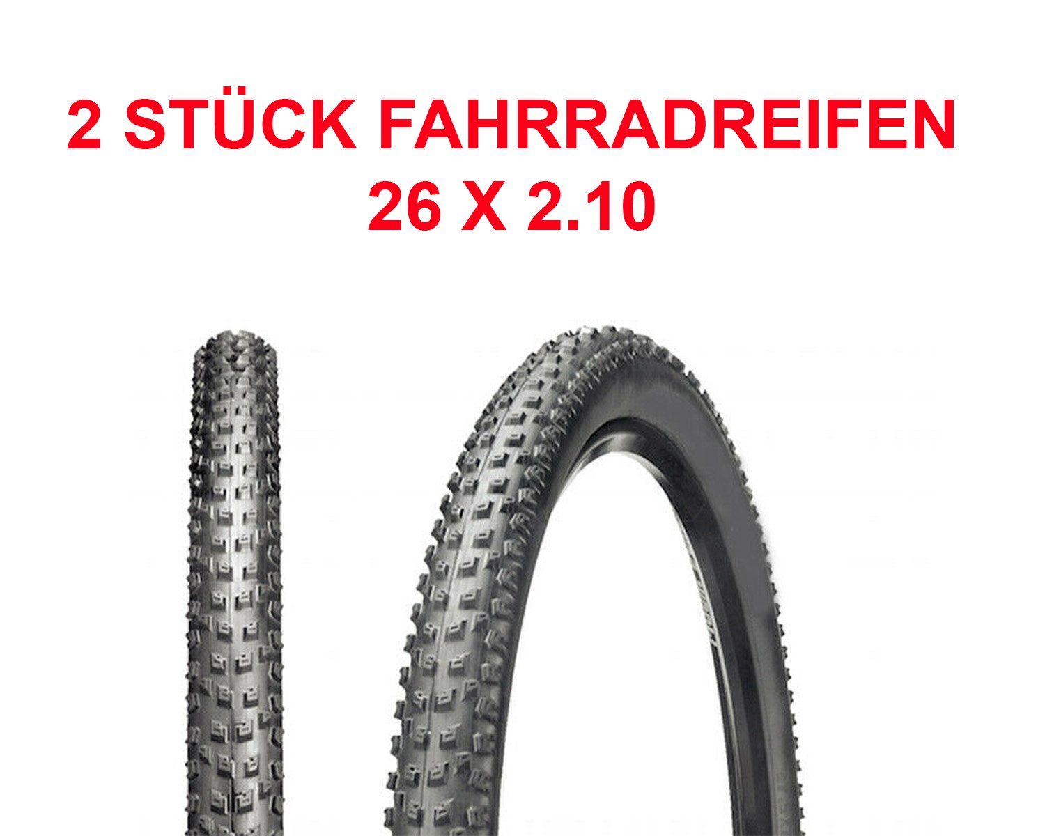 HZRC Fahrradreifen 2x 26 Zoll Reifen x Mit 2.10 + Fahrrad Decke Mantel MTB (54-559) (Set) Sclaverandventile für Schlauch, 26 