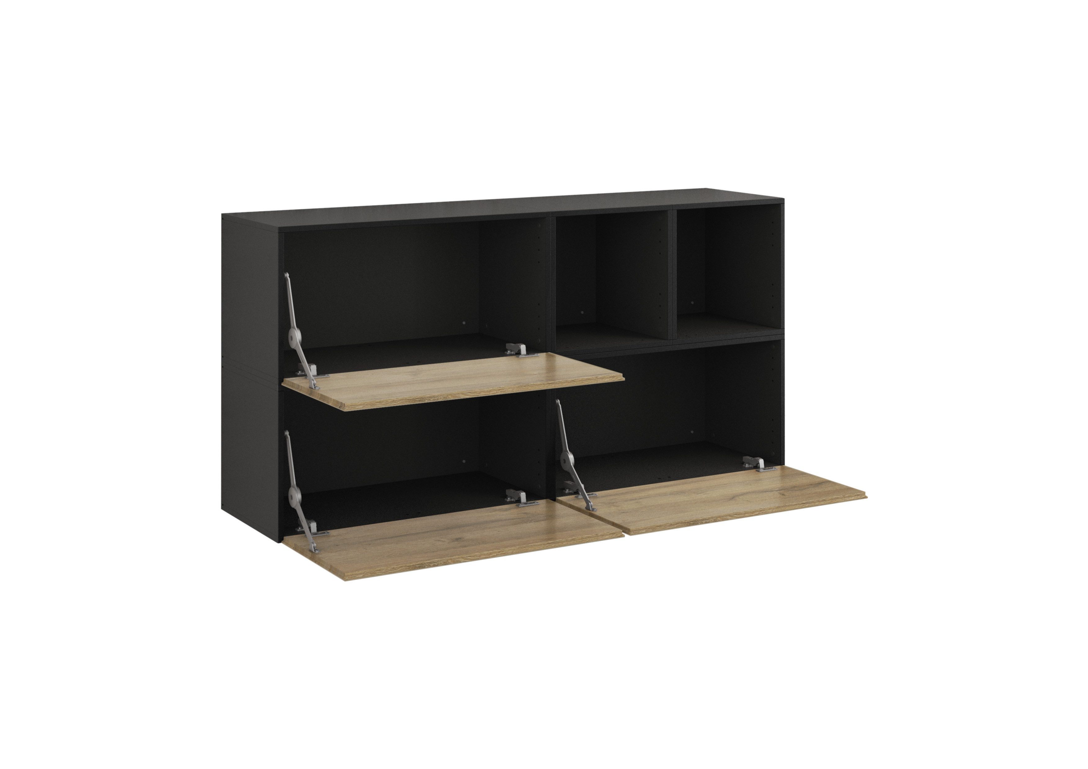 BMG Möbel Sideboard Modul+ (Sideboard 5 tlg. 152 cm breit, bestehend aus 3x Schrank mit Klappe, 2x offenes Würfelregal), MDF tiefgezogene Fronten mit Soft-Close, Made in Germany