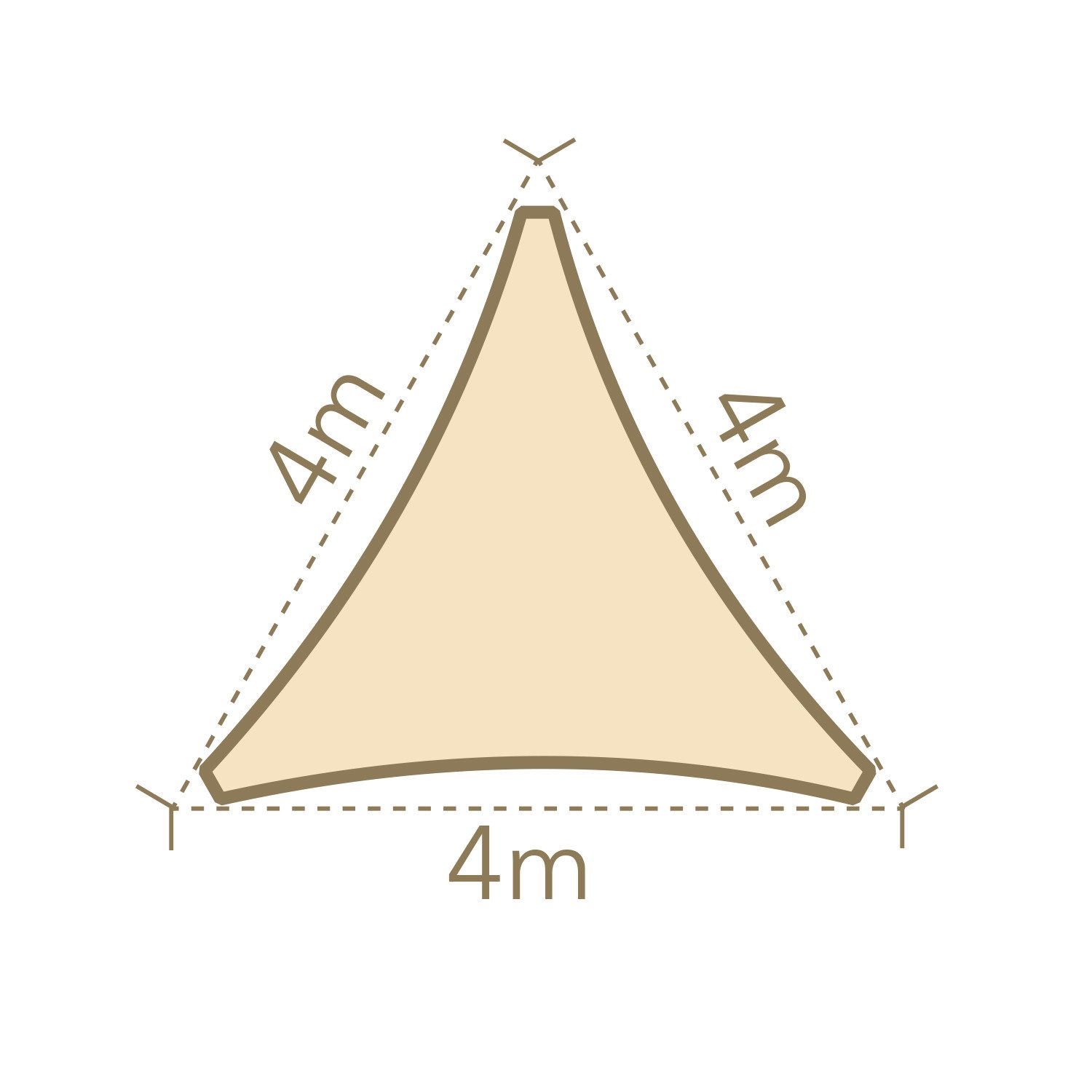 anndora Sonnensegel 4x4x4 Meter Sonnenschutz HDPE gleichseitiges Dreieck, (beige), luftdurchlässiger Stoff