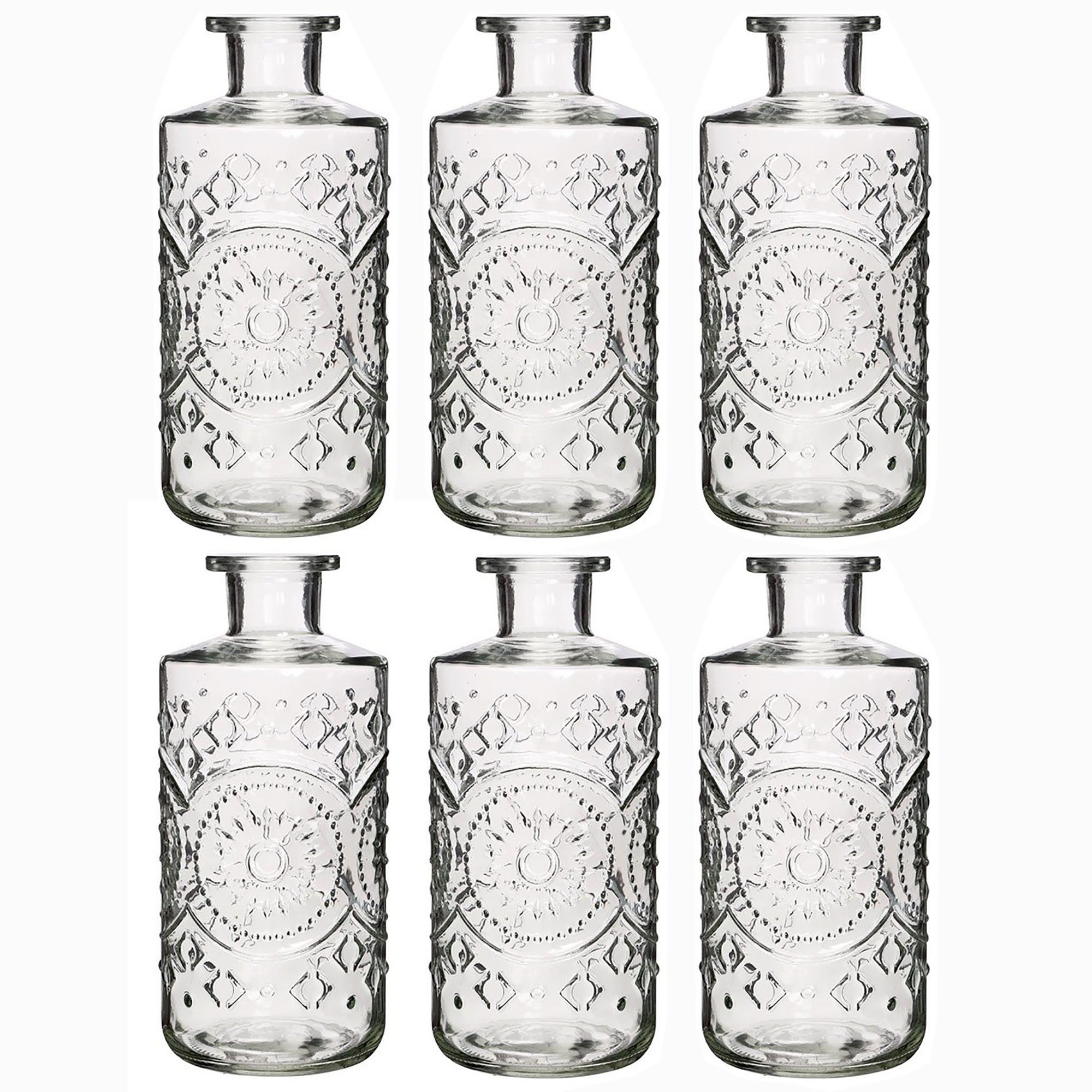 Annastore Dekovase 6 x Vasen Berlin - Glasvasen - Tischvasen - Blumenvasen, H 21 cm, Dekoflasche