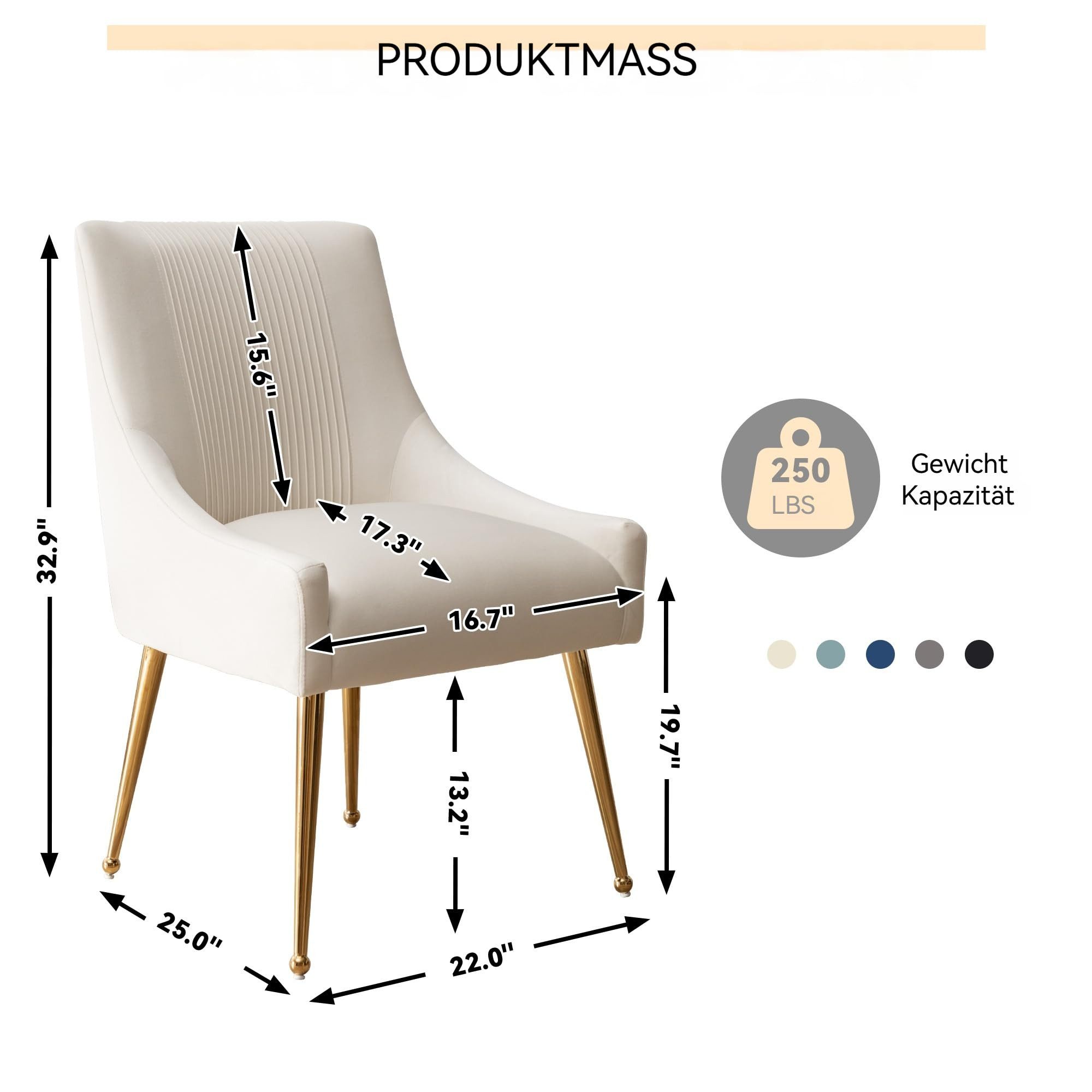 SEYNAR Esszimmerstuhl Polsterstuhl Samtstuhl Wohnzimmerstuhl mit goldenen B günstig online kaufen